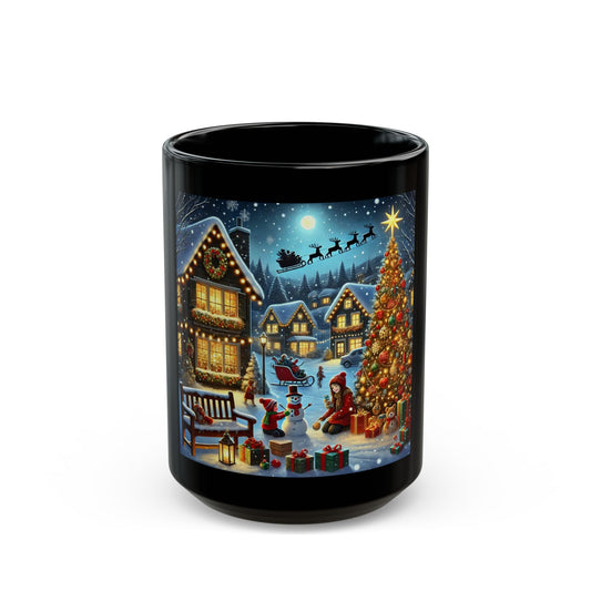 Santa is coming - 11 oz or 15 oz Ceramic Black Mugs
