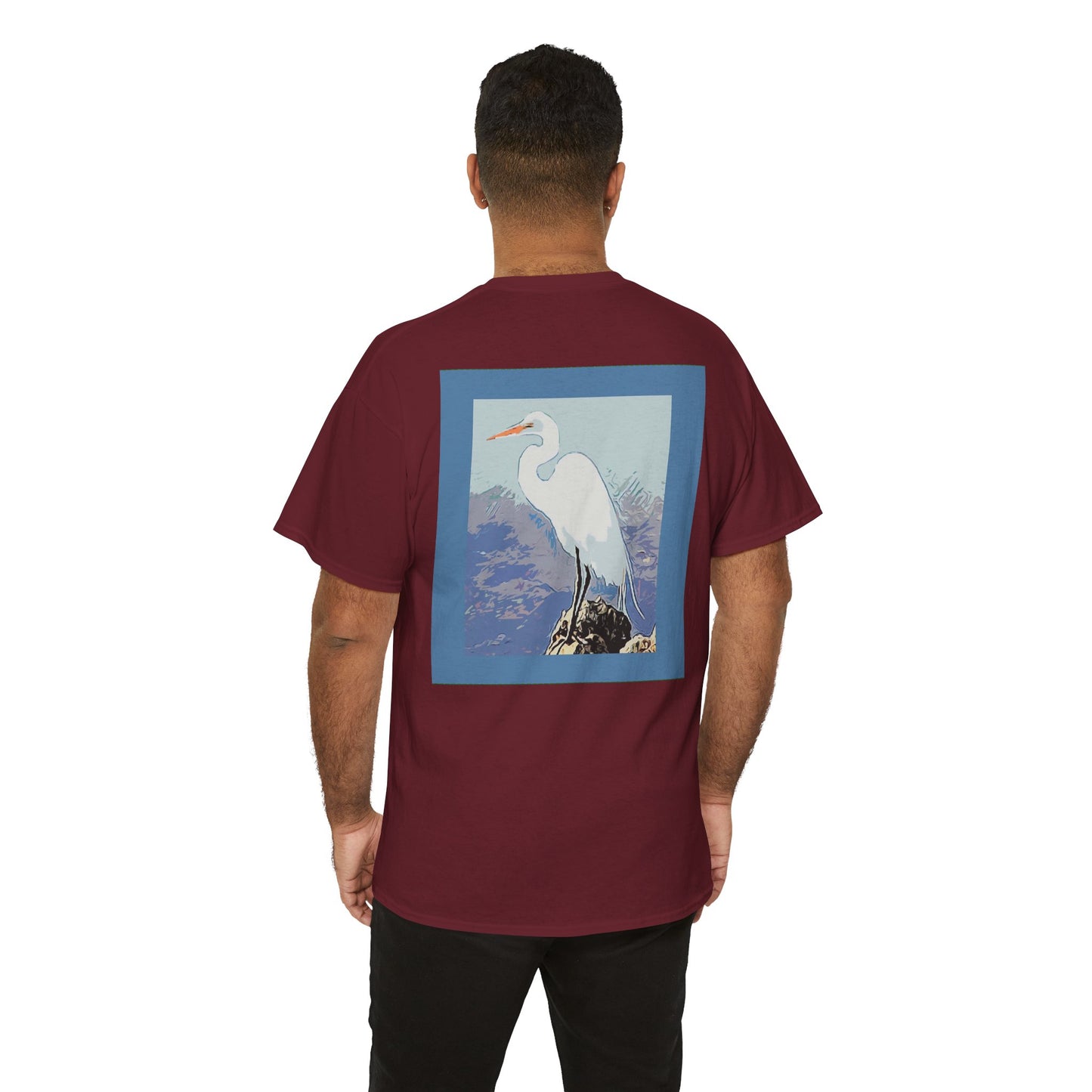 White Egret- Amazing Unisex Heavy Cotton Short Sleeve Tee Shirts!