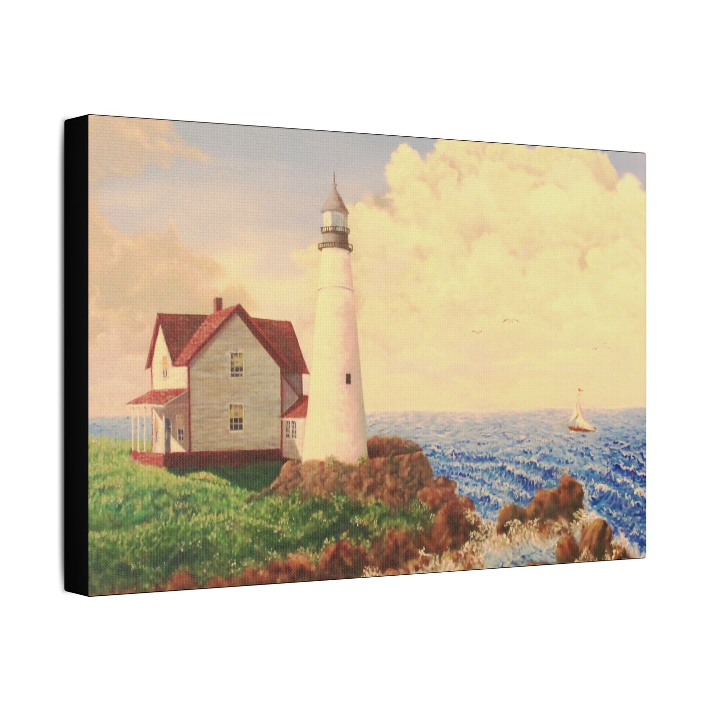 The Lighthouse- Art- Gallery Wrapped- Satin Stretched Canvas Gallery Wraps - No Frame Needed