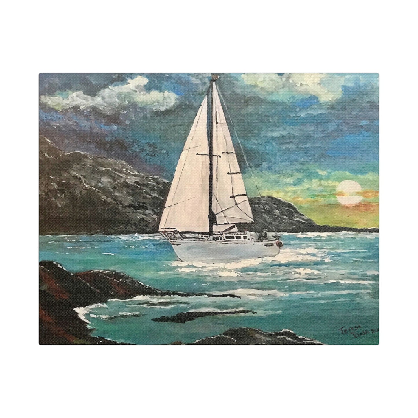 Tropical Sailing- Art- Gallery Wrapped- Satin Stretched Canvas Gallery Wraps - No Frame Needed