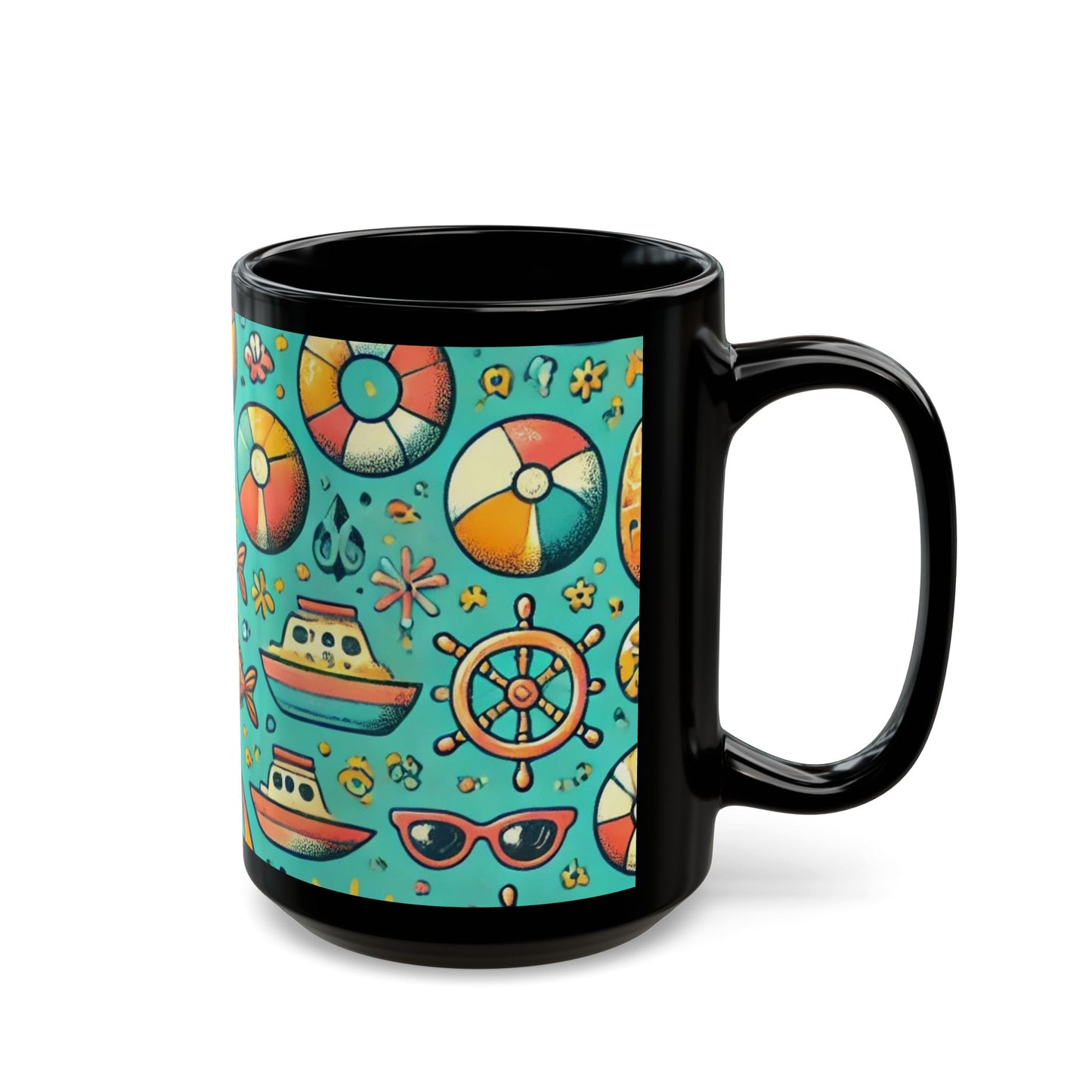 By the Sea- 11 oz or 15 oz Ceramic Black Mugs