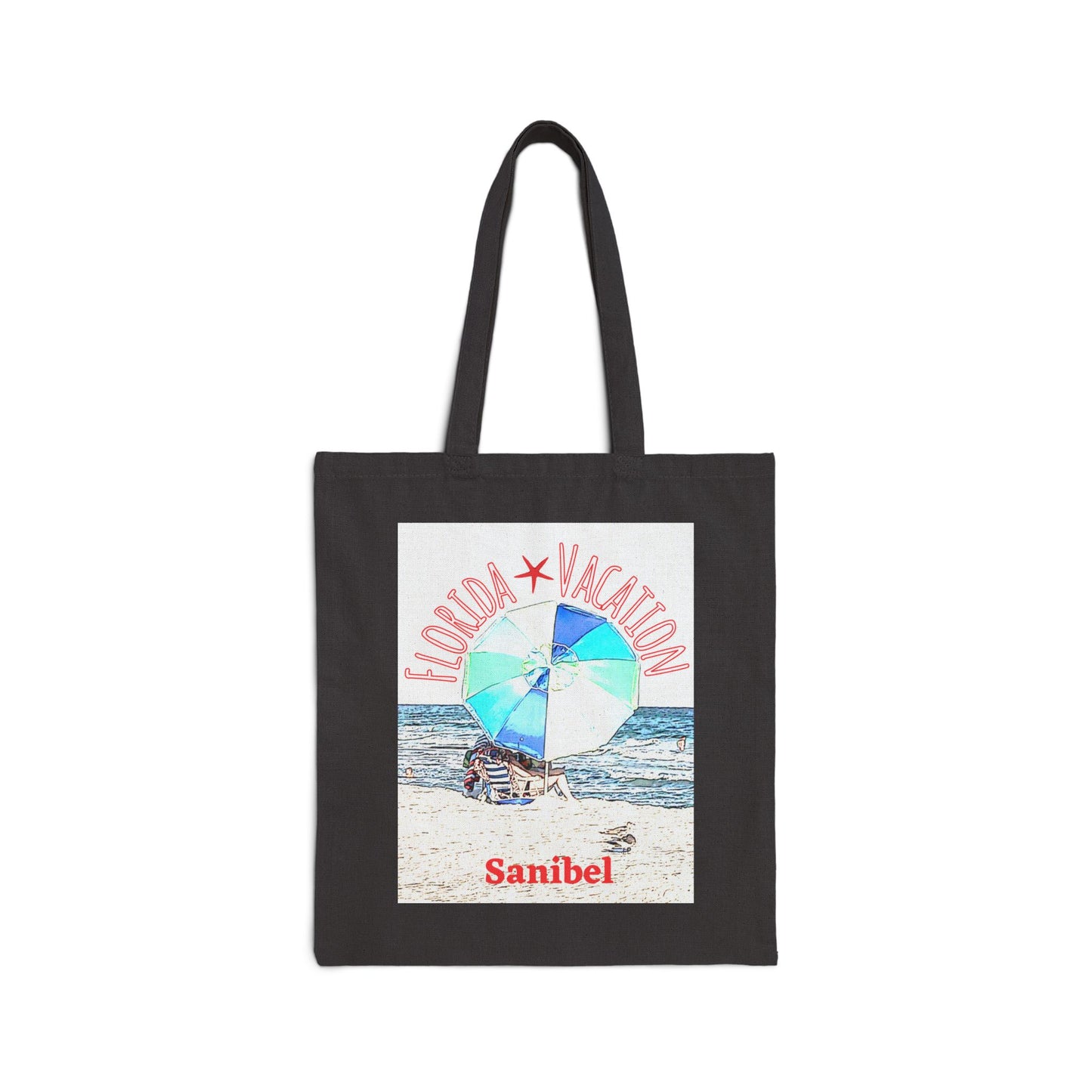"Florida Vacation Sanibel" Stylish Cotton Canvas Tote Bag