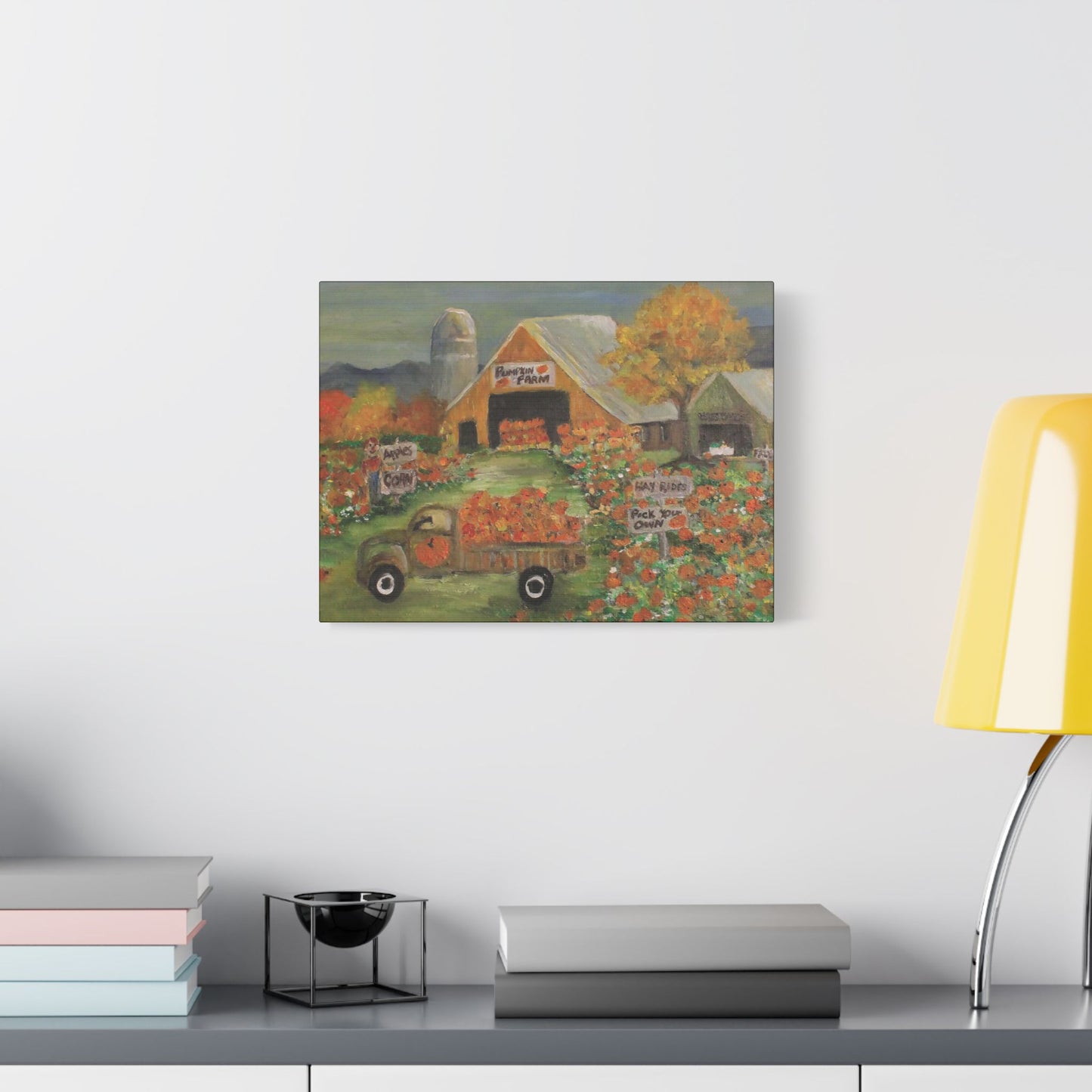 October Pumpkin Farm - Art- Gallery Wrapped- Satin Stretched Canvas Gallery Wraps - No Frame Needed