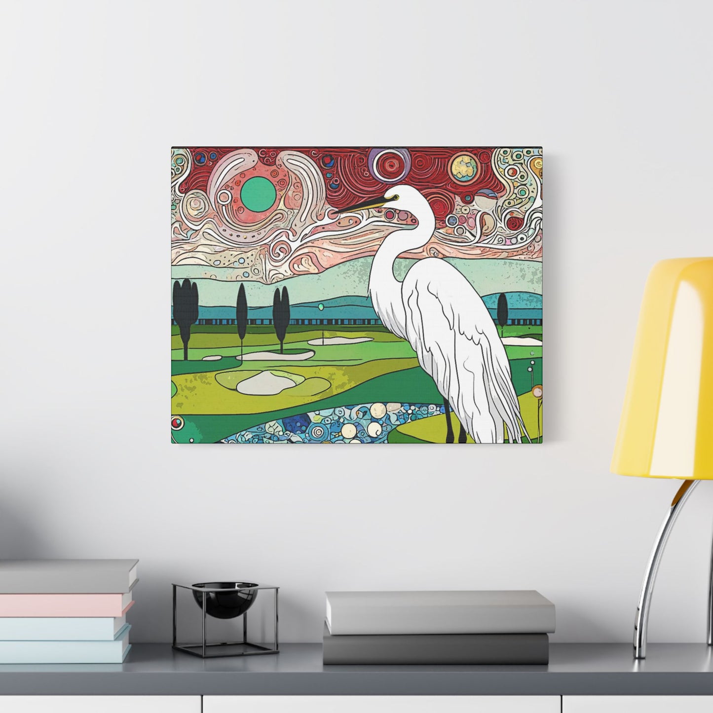 Florida Egret- Art- Gallery Wrapped- Satin Stretched Canvas Gallery Wraps - No Frame Needed