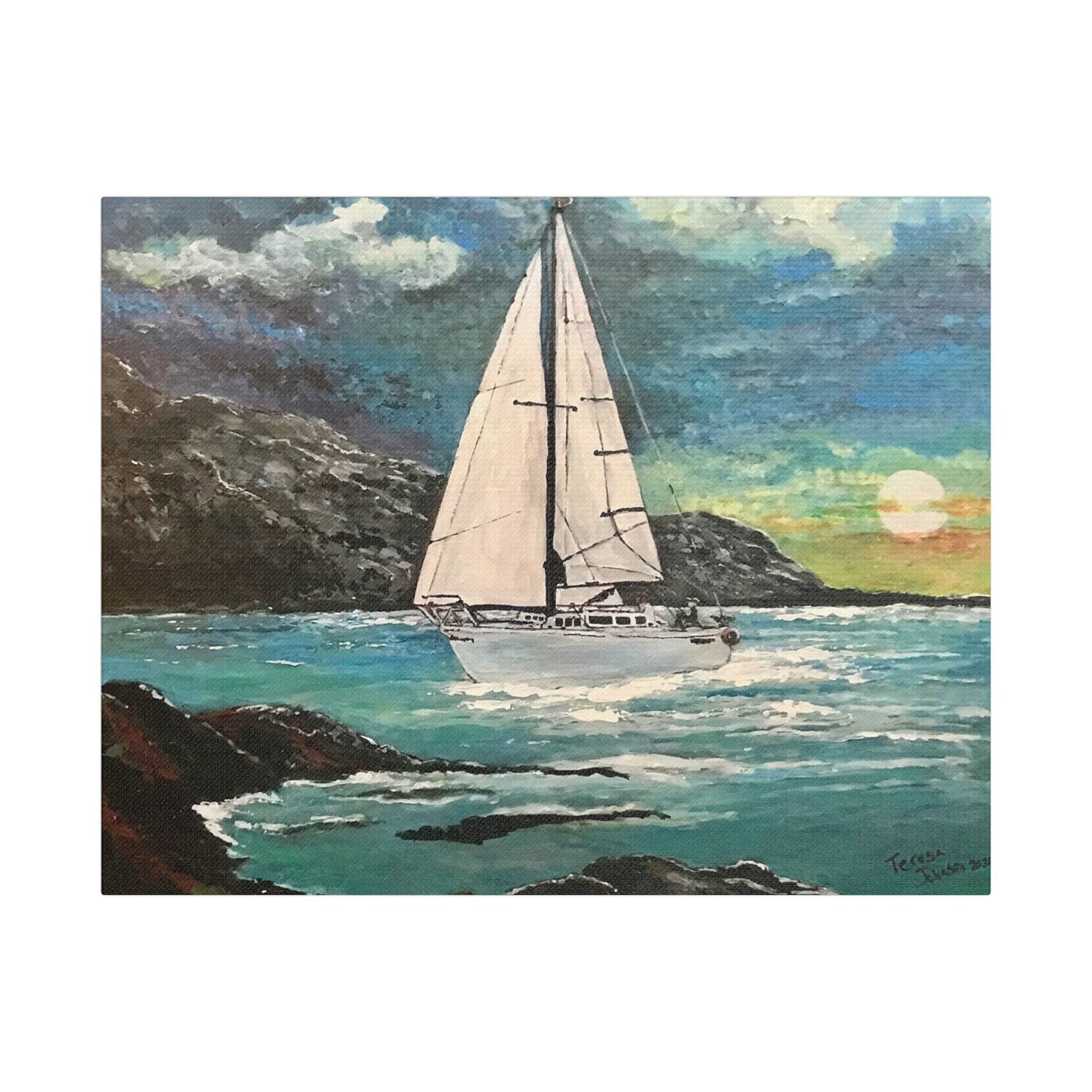 Tropical Sailing- Art- Gallery Wrapped- Satin Stretched Canvas Gallery Wraps - No Frame Needed