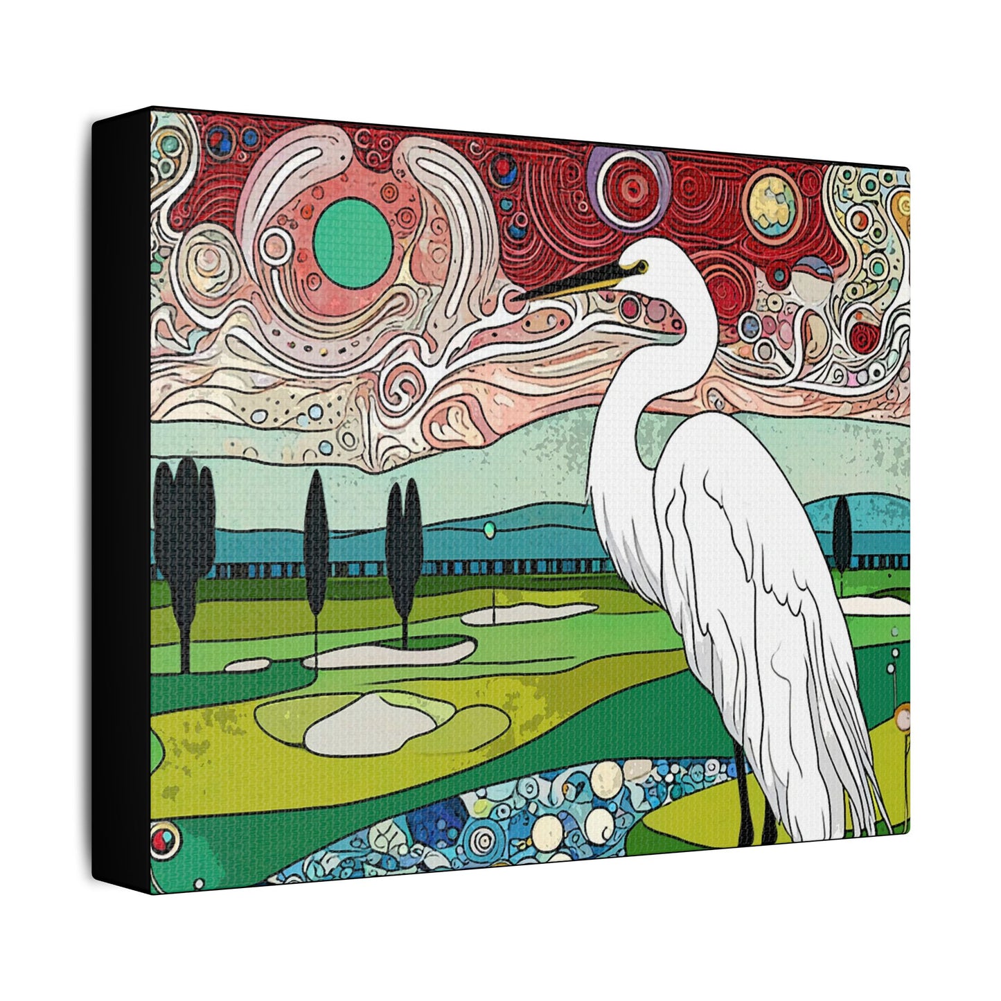 Florida Egret- Art- Gallery Wrapped- Satin Stretched Canvas Gallery Wraps - No Frame Needed