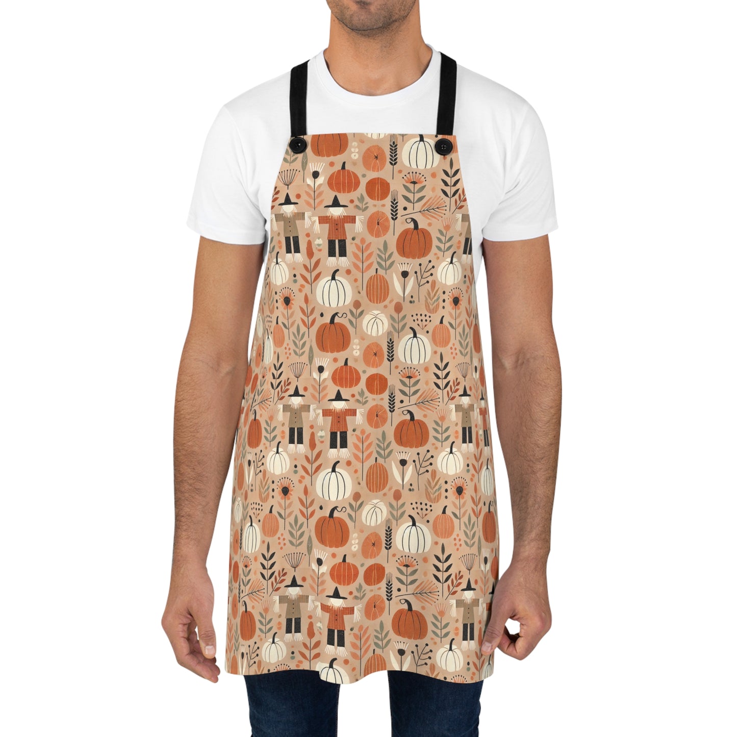 Autumn Days- Pumpkins, Scarecrows, and Flowers-Apron