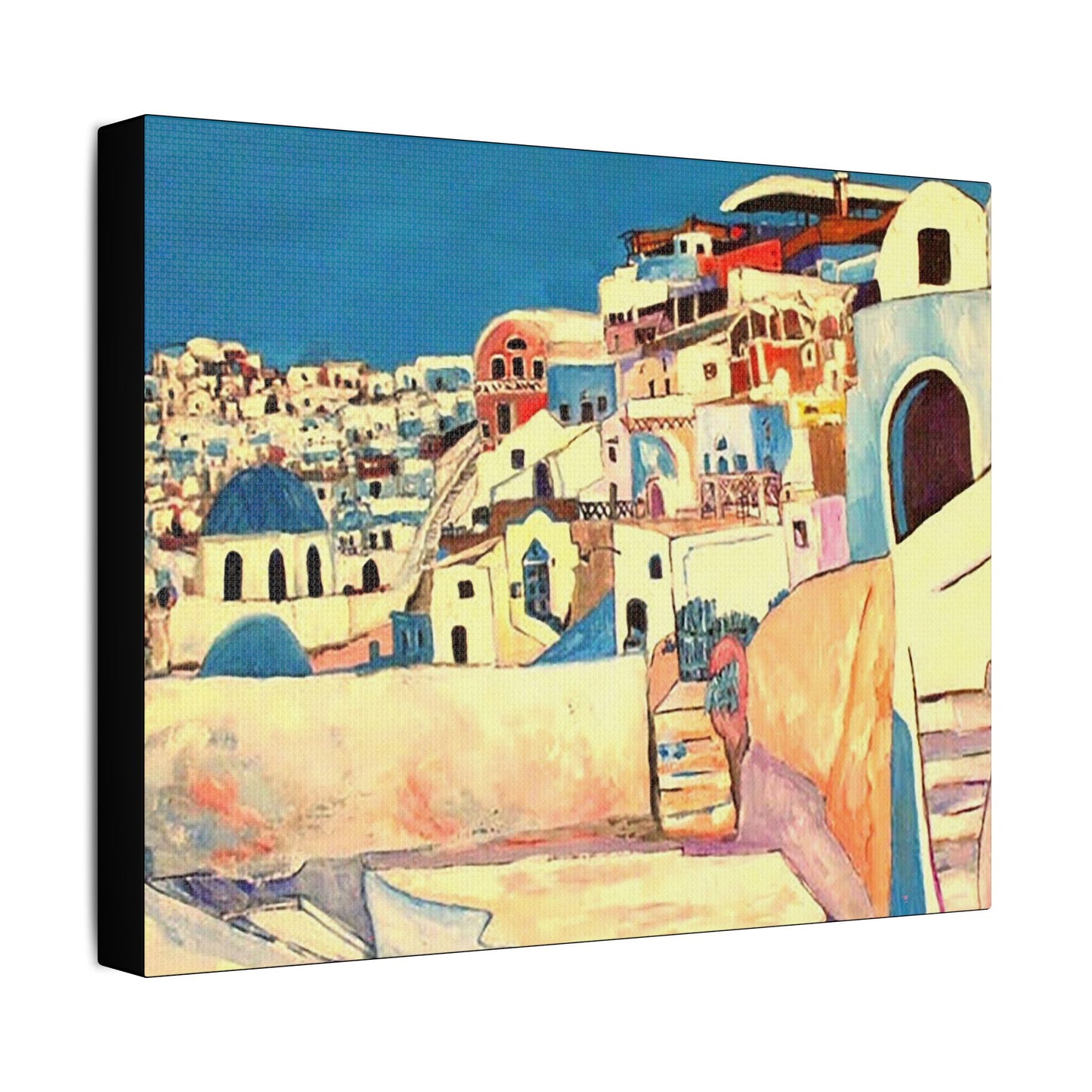 Visit Greece - Art- Gallery Wrapped- Satin Stretched Canvas Gallery Wraps - No Frame Needed