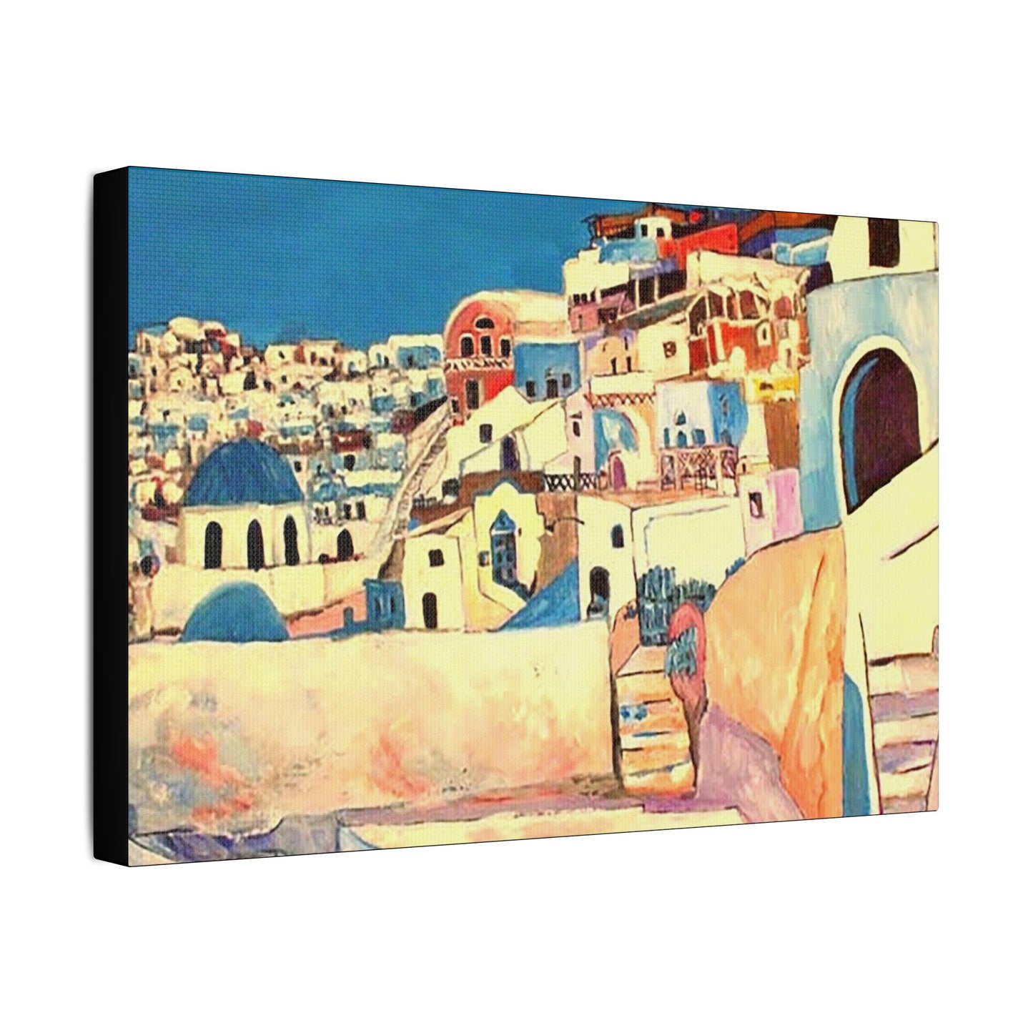 Visit Greece - Art- Gallery Wrapped- Satin Stretched Canvas Gallery Wraps - No Frame Needed