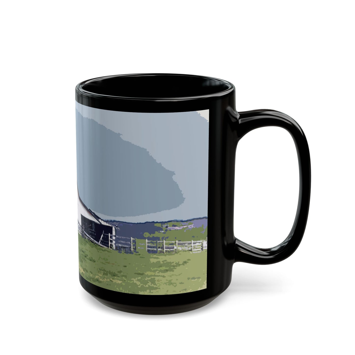 Red Roof Mountain - 11 oz or 15 oz Ceramic Black Mugs