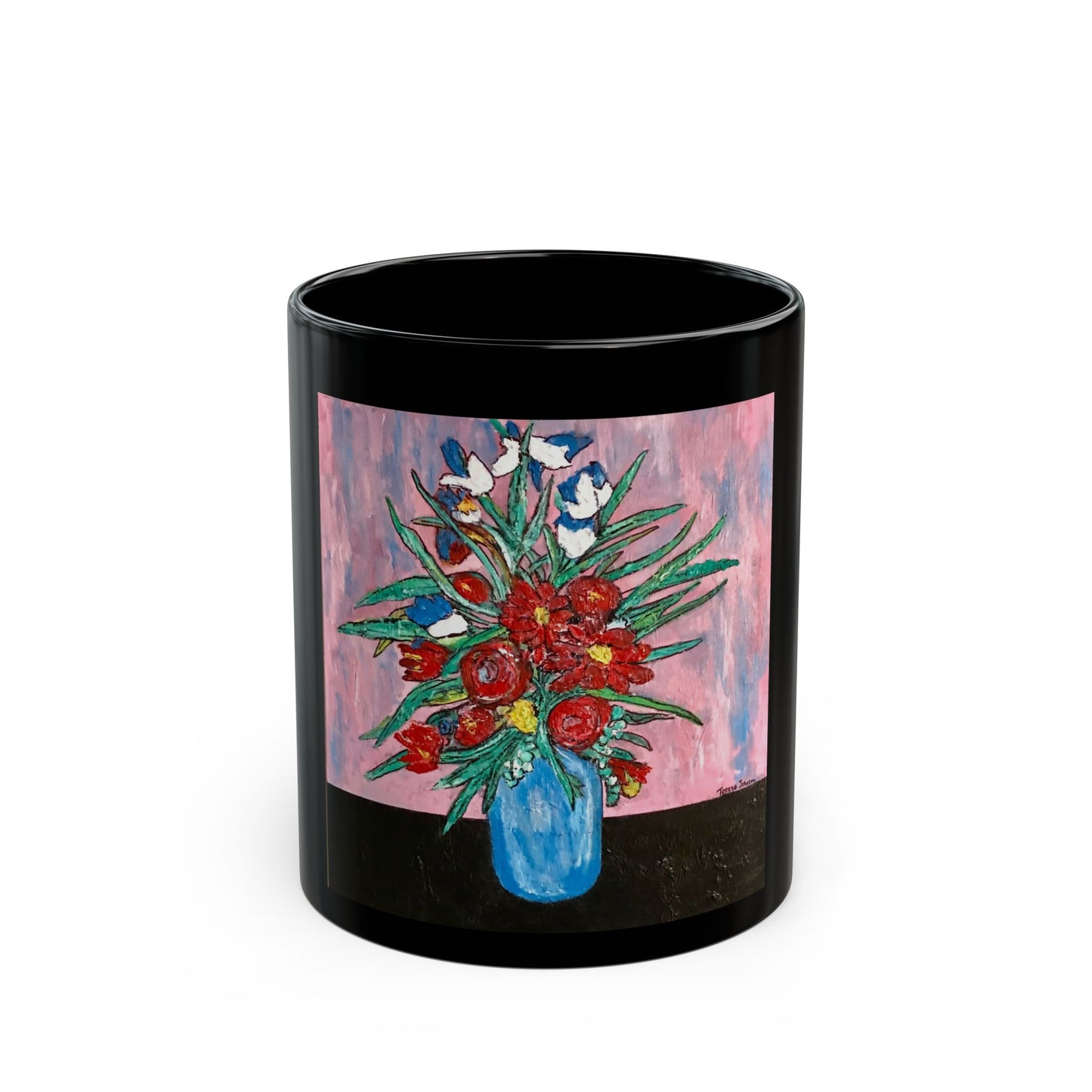 A Gift of Flowers- 11 oz or 15 oz Ceramic Black Mugs