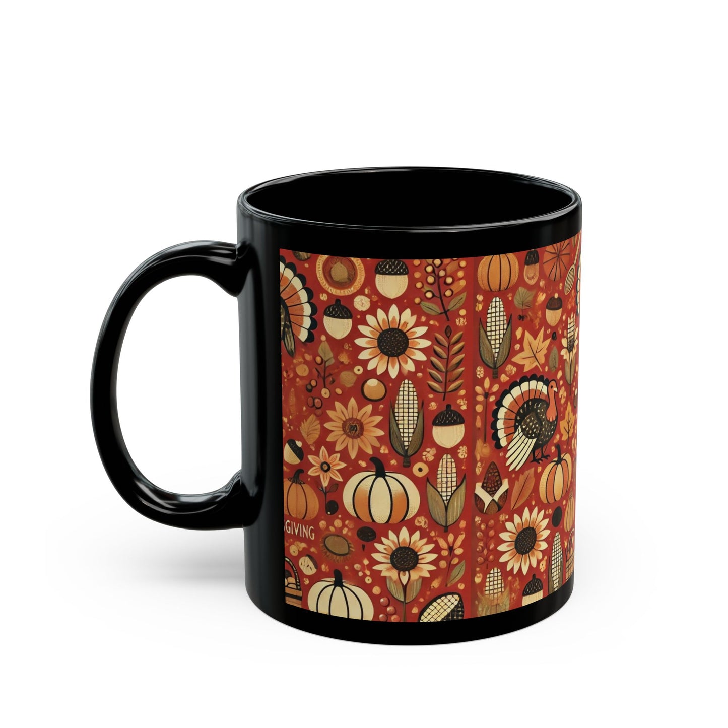 Thanksgiving- 11 oz or 15 oz Ceramic Black Mugs