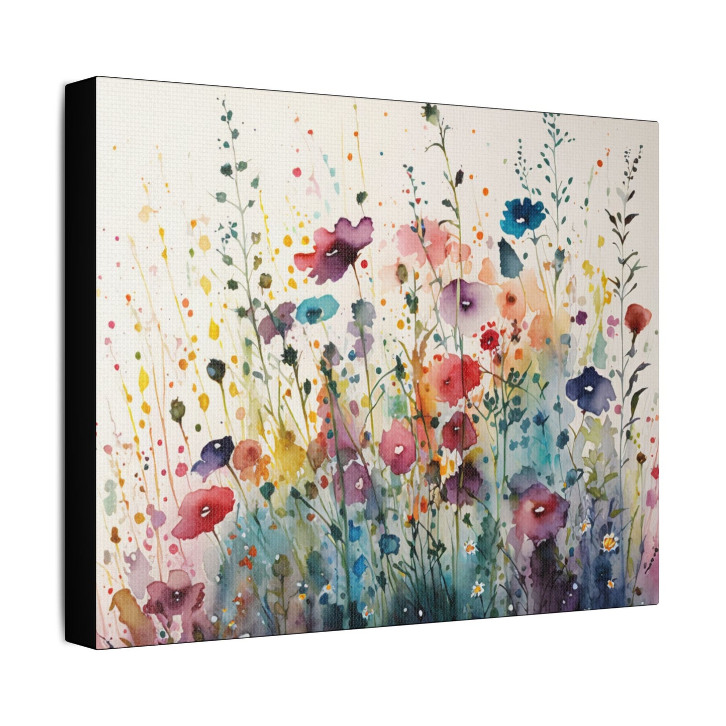 Watercolor Wildflowers- Art- Gallery Wrapped- Satin Stretched Canvas Gallery Wraps - No Frame Needed