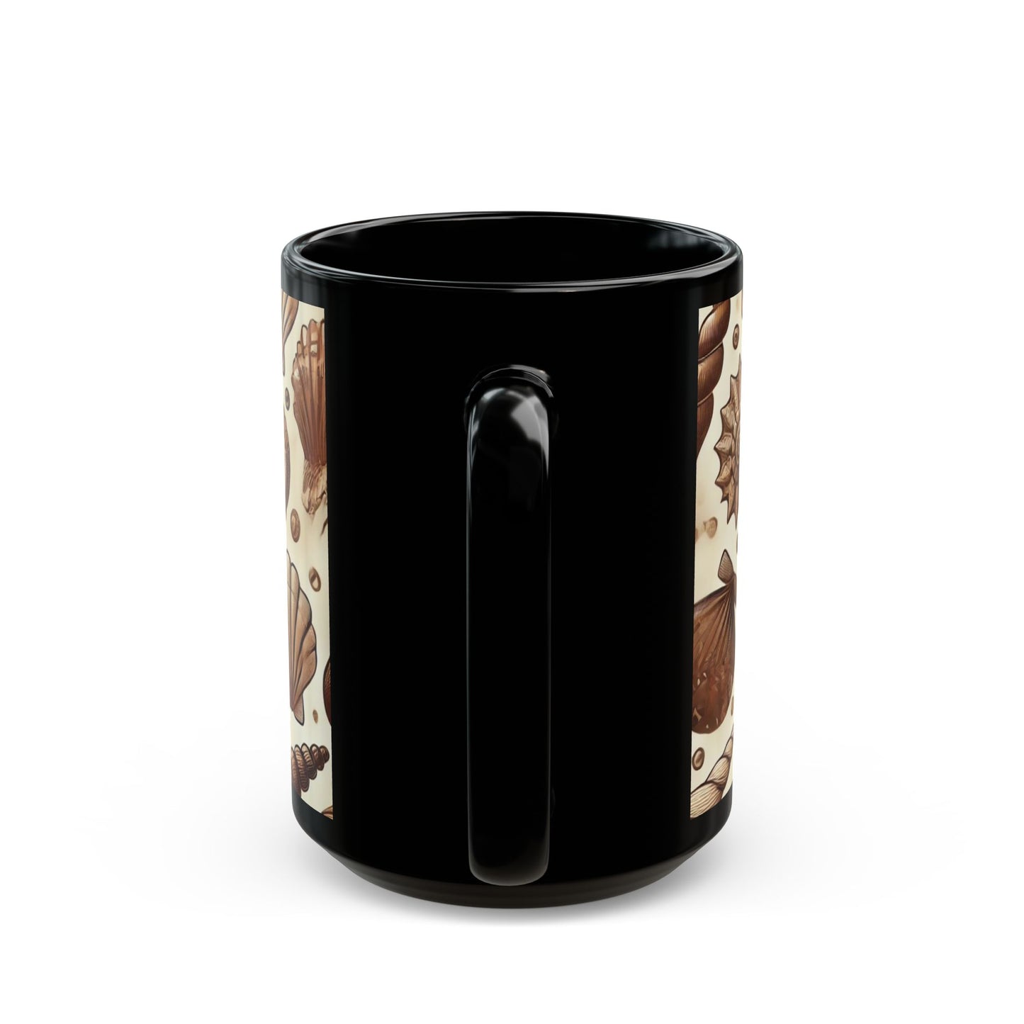 Brown Seashells- 11 oz or 15 oz Ceramic Black Mugs