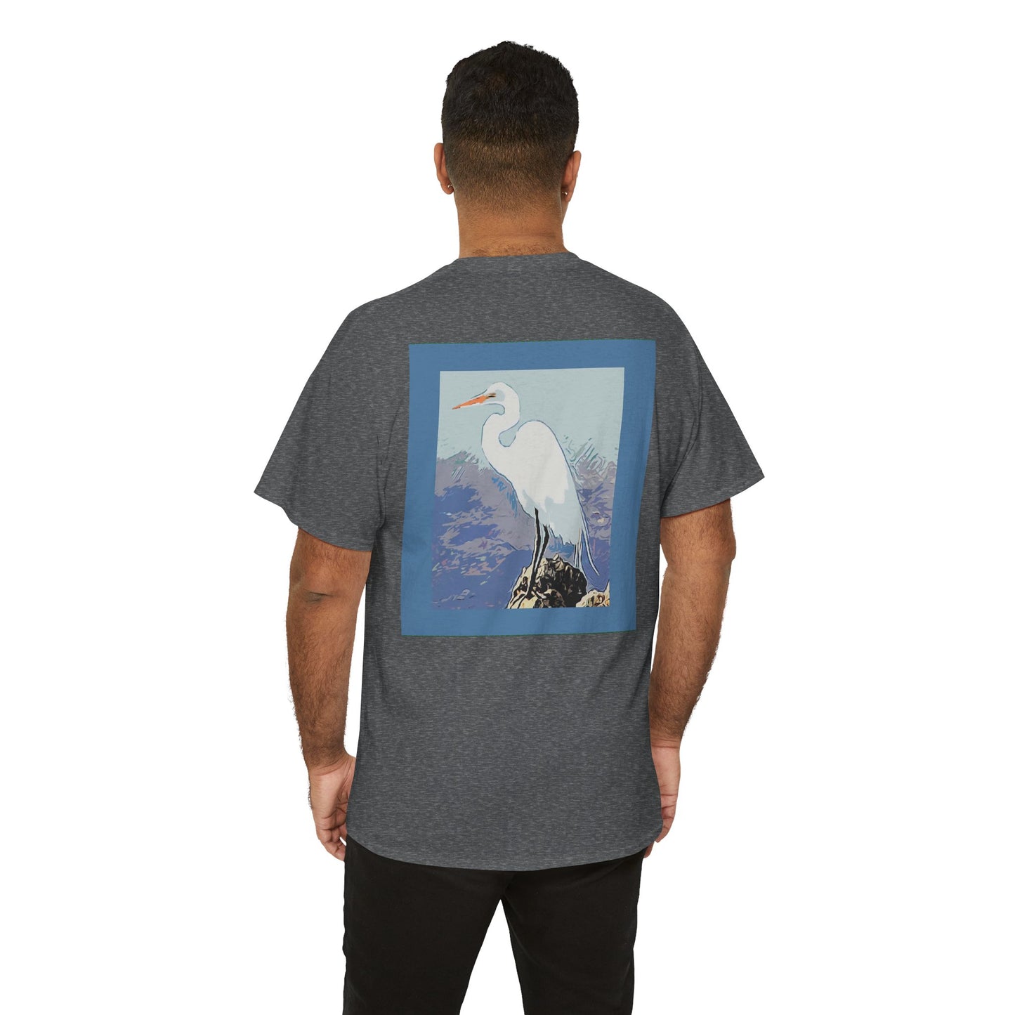 White Egret- Amazing Unisex Heavy Cotton Short Sleeve Tee Shirts!