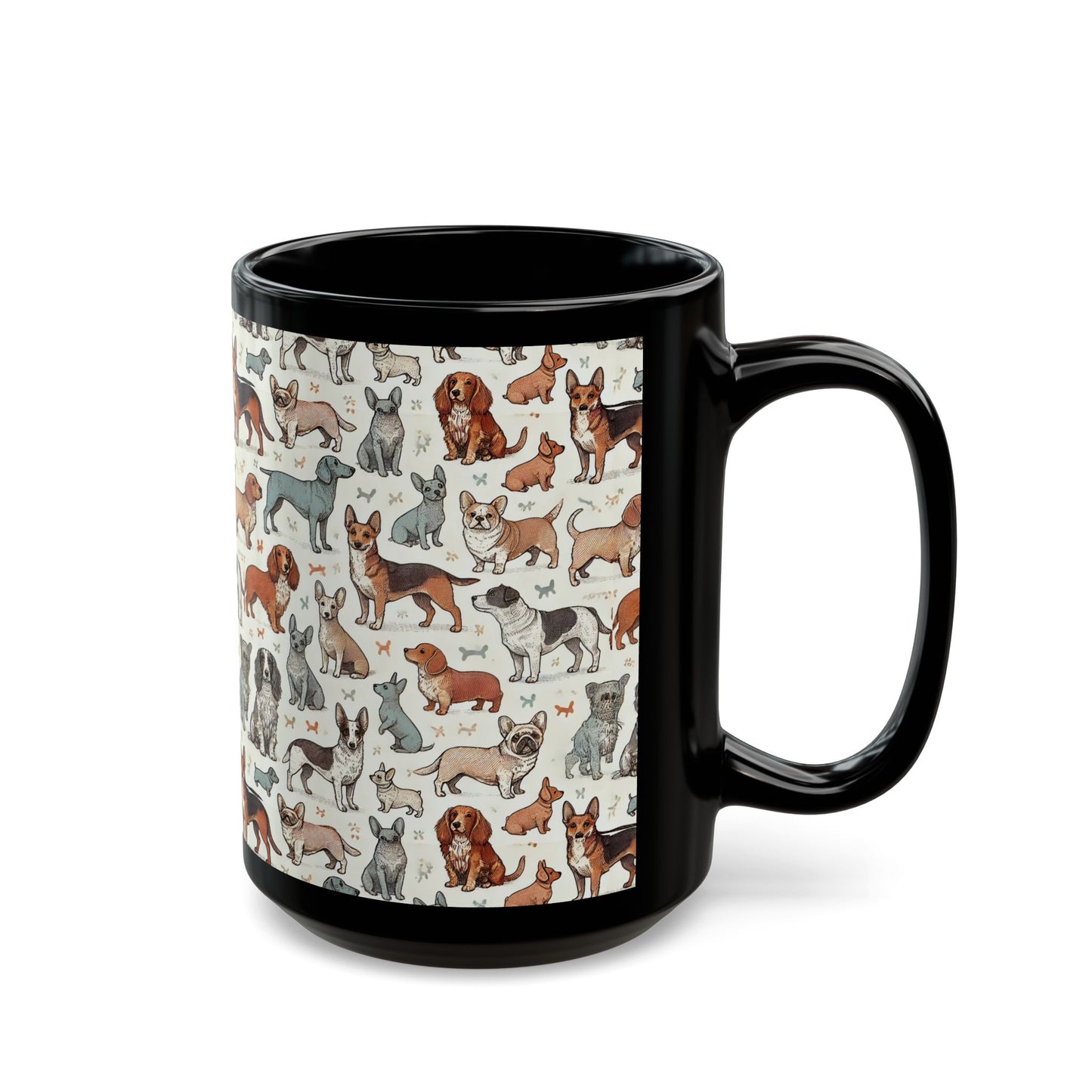 Doggies- 11 oz or 15 oz Ceramic Black Mugs