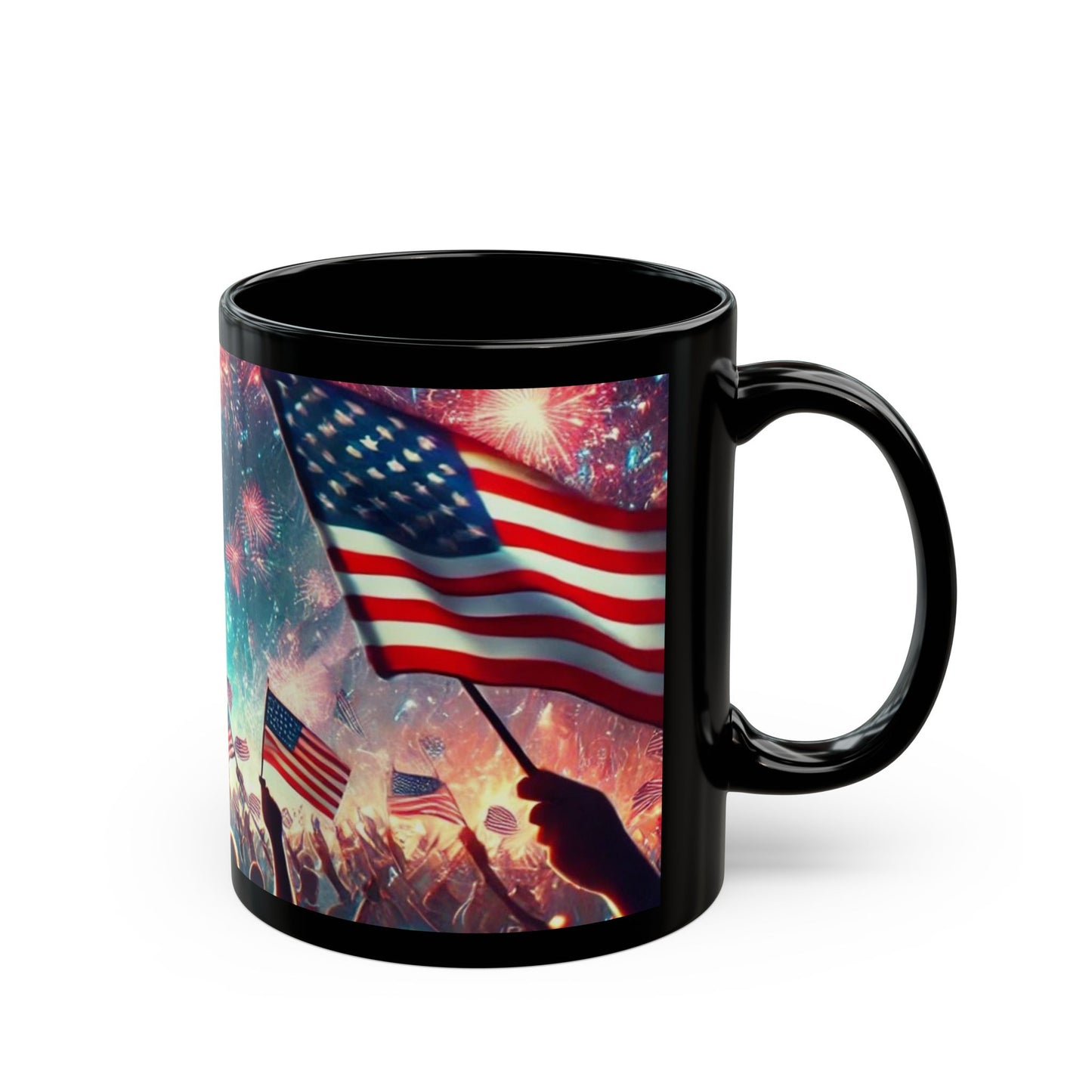 Celebrate Freedom - 11 oz or 15 oz Ceramic Black Mugs
