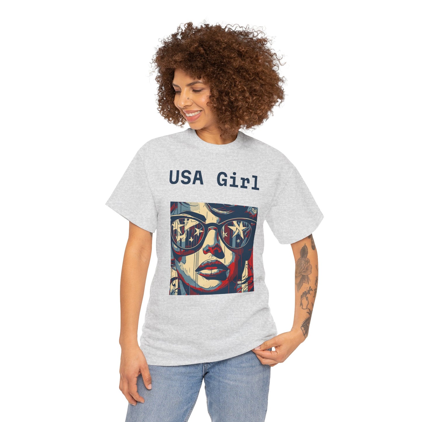 "USA Girl" - Amazing Unisex Heavy Cotton Short Sleeve Tee Shirts!