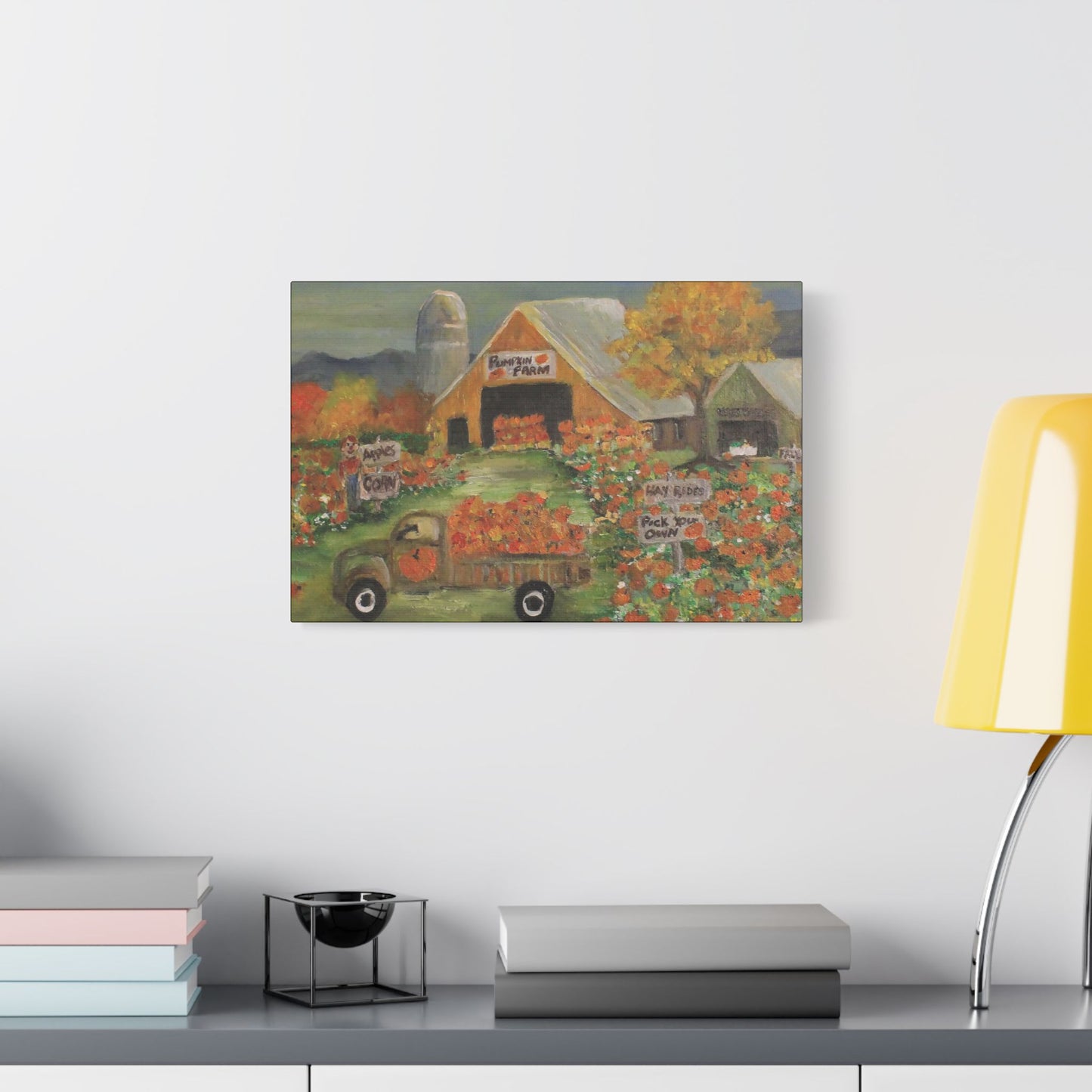 October Pumpkin Farm - Art- Gallery Wrapped- Satin Stretched Canvas Gallery Wraps - No Frame Needed