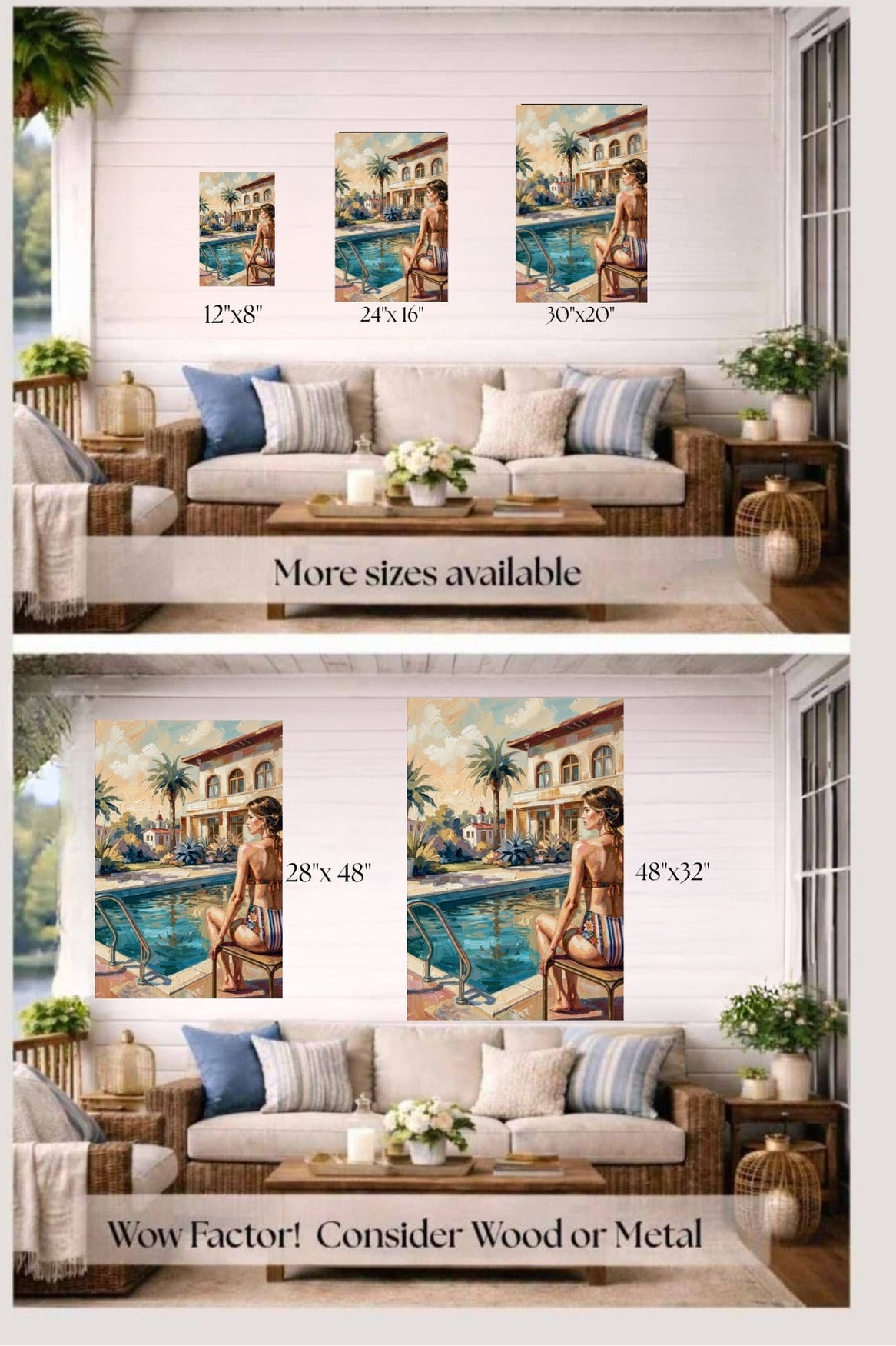 By the Pool, Bahamas | Tropical Resort Wall Art | Island Vacation Impressionist Painting | Giclée Paper • Canvas • Wood • Metal