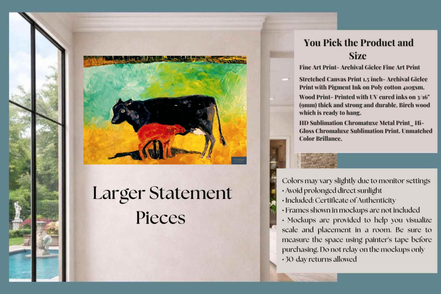 Allison's Cow and Calf Fine| Original Teresa Johnson Print | Western Decor |-Giclee Paper- Wood- Metal- Canvas