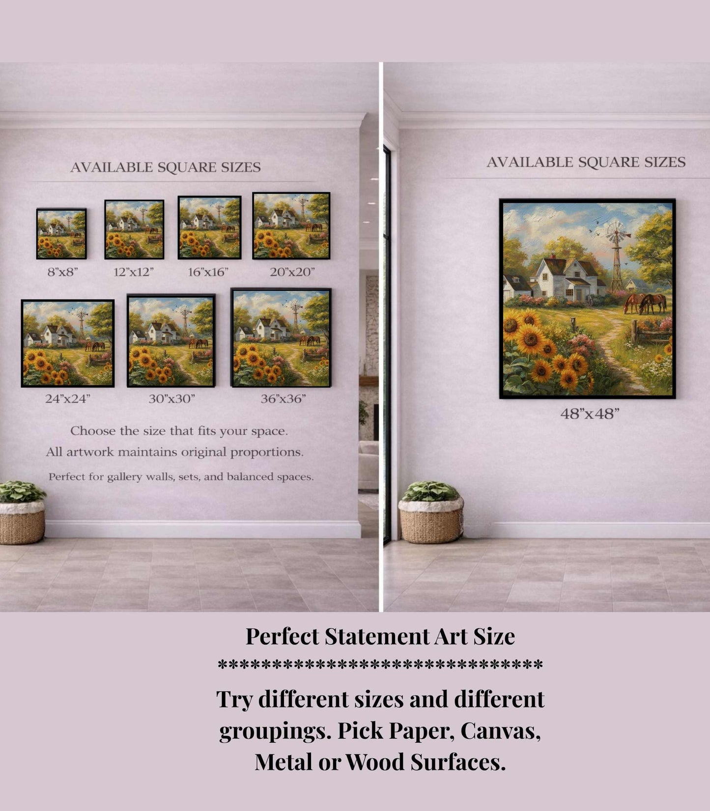 Sunflower Farm | Bee Art Prints| Farmhouse Garden Prints| Giclee Paper- Wood- Metal- Canvas