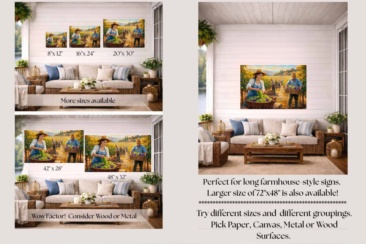 French Vineyard Harvest | Wine Country Art | Giclée Paper • Canvas • Birch Wood • Metal Panels