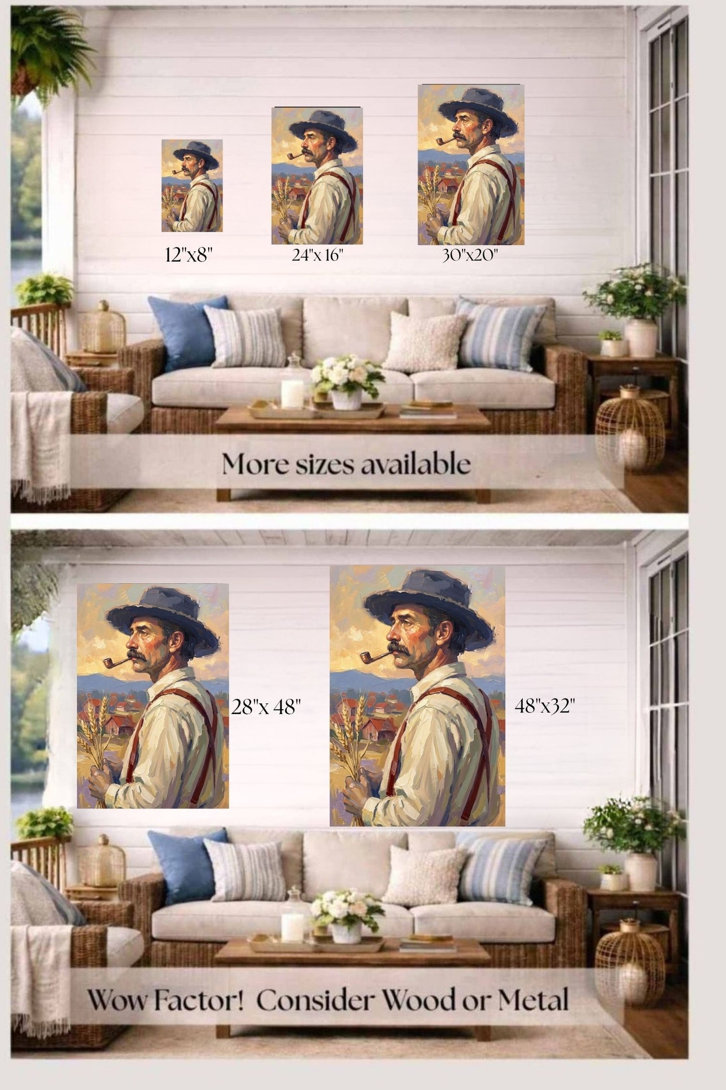 Farmer Man | Vintage Farm Print |Teresa Johnson Rural Wall Art | Harvest Impressionist Print | Giclée Paper • Wood • Metal • Canvas