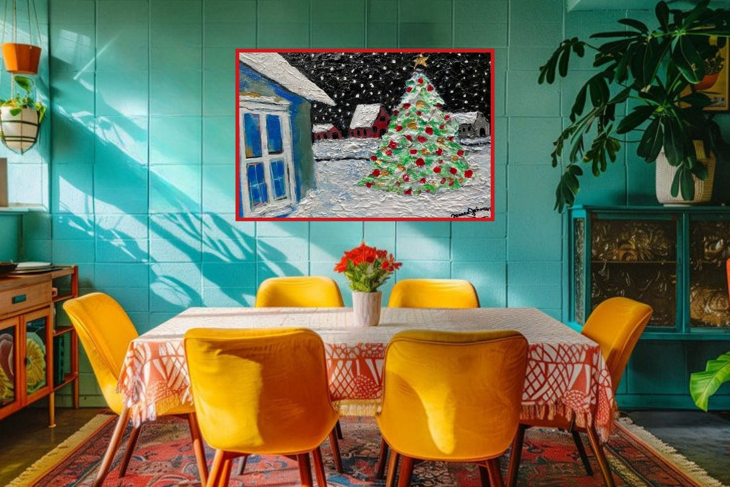 Country Christmas Morning| Merry Christmas| Vintage Style Art| Giclee Paper- Wood- Metal- Canvas