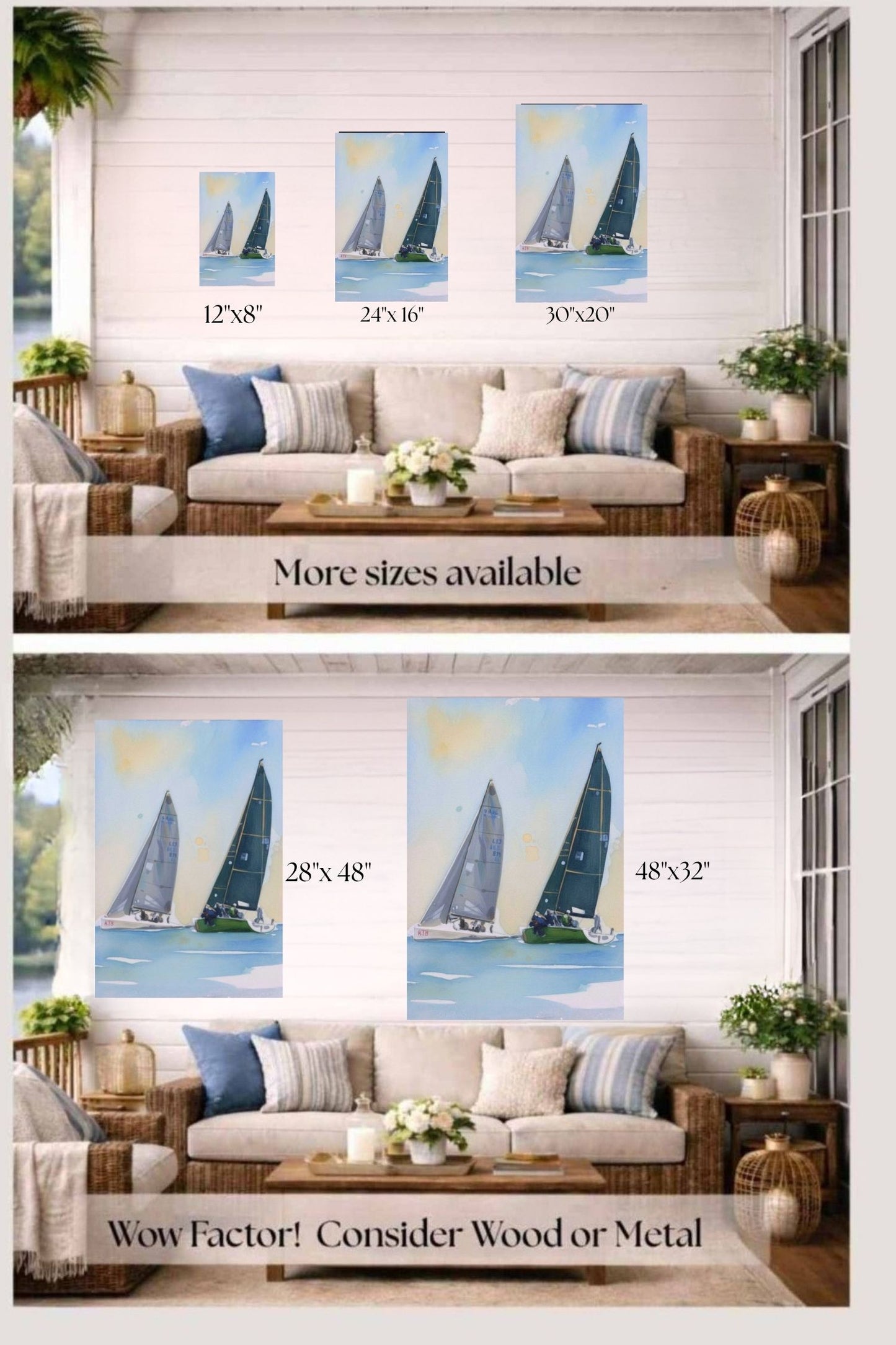 Summer Days Sailing Boats | Water Sports Art| Giclee Paper- Wood- Metal- Canvas