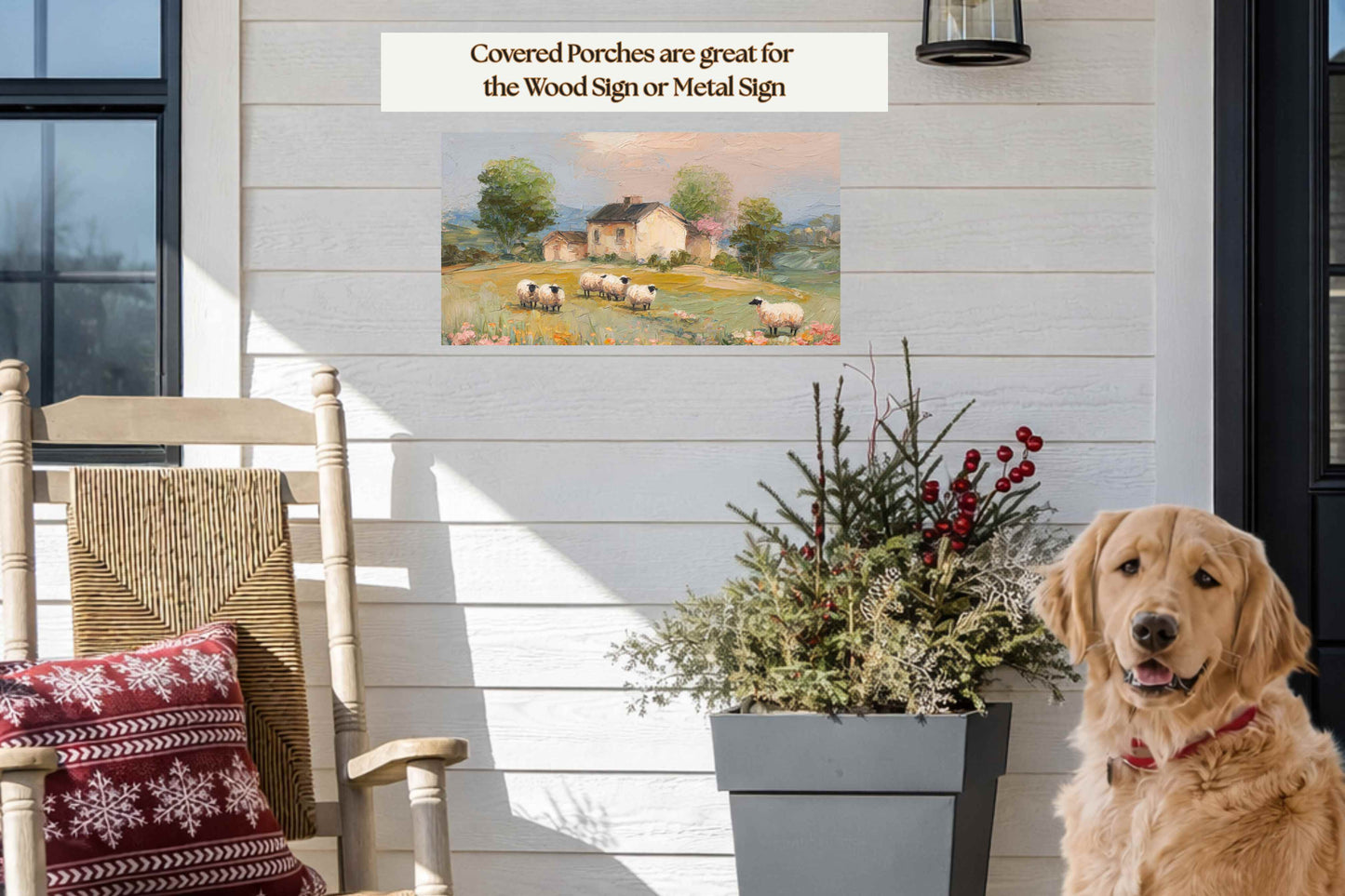 Cotswolds Sheep Farm – Impressionist English Countryside Painting, Sheep & Wildflowers Wall Art, Giclée on Canvas, Wood, Metal & Fine Art Paper