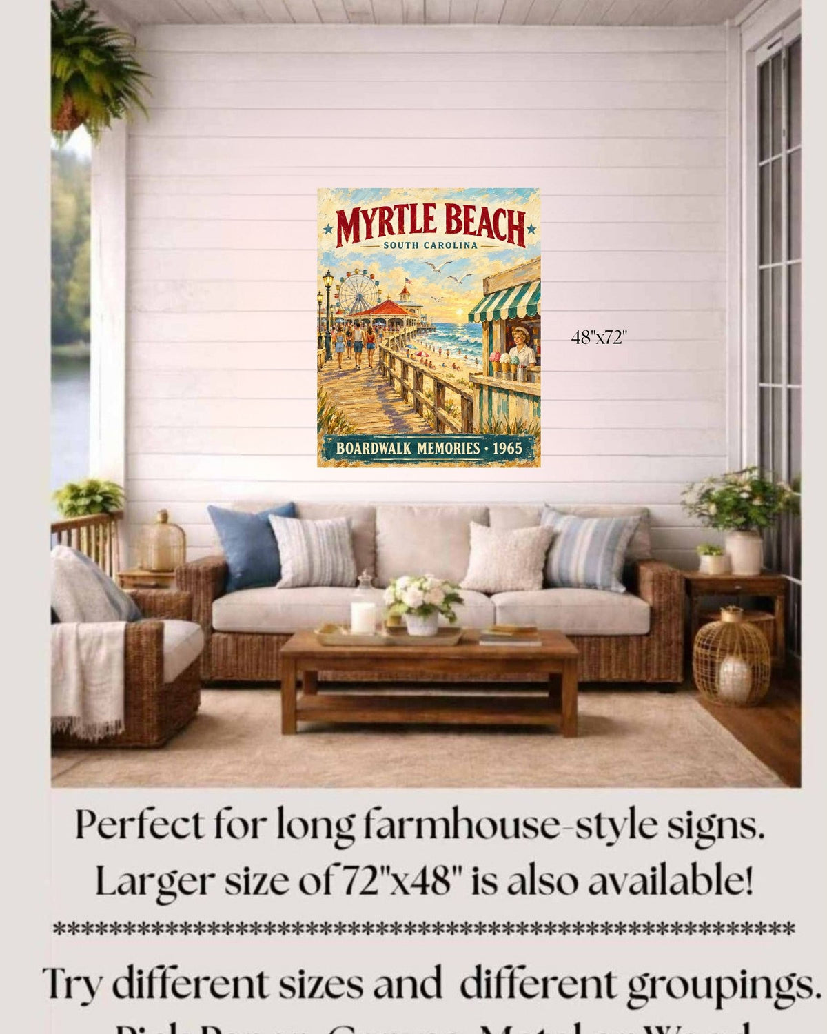 Myrtle Beach SC Vintage Sign | Prints, Canvas, Wood, or Metal Art