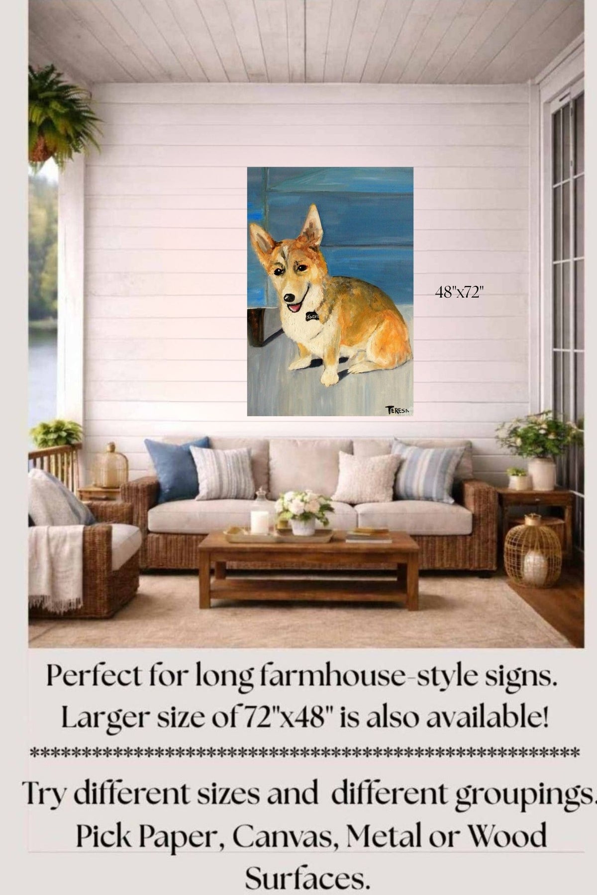 Welsh Corgi Dog | Country Farm Animal Art | Original Painting Print | Giclée Paper • Canvas • Wood • Metal