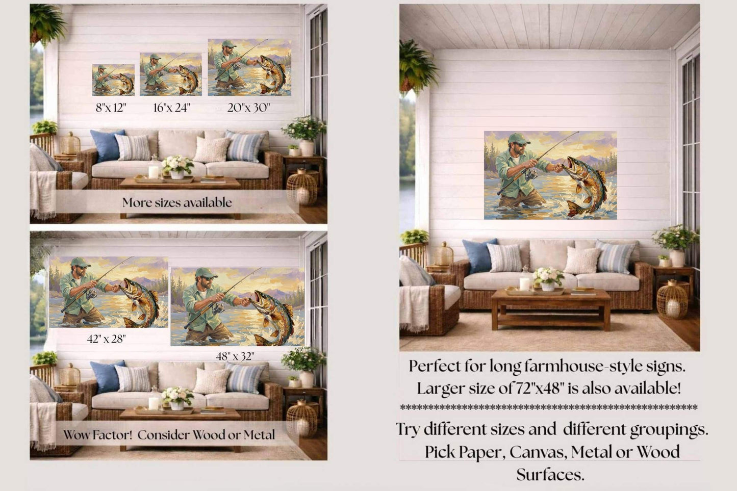 The Big Catch | Fisherman and Trout Art | Giclée Paper • Canvas • Wood • Metal Panels