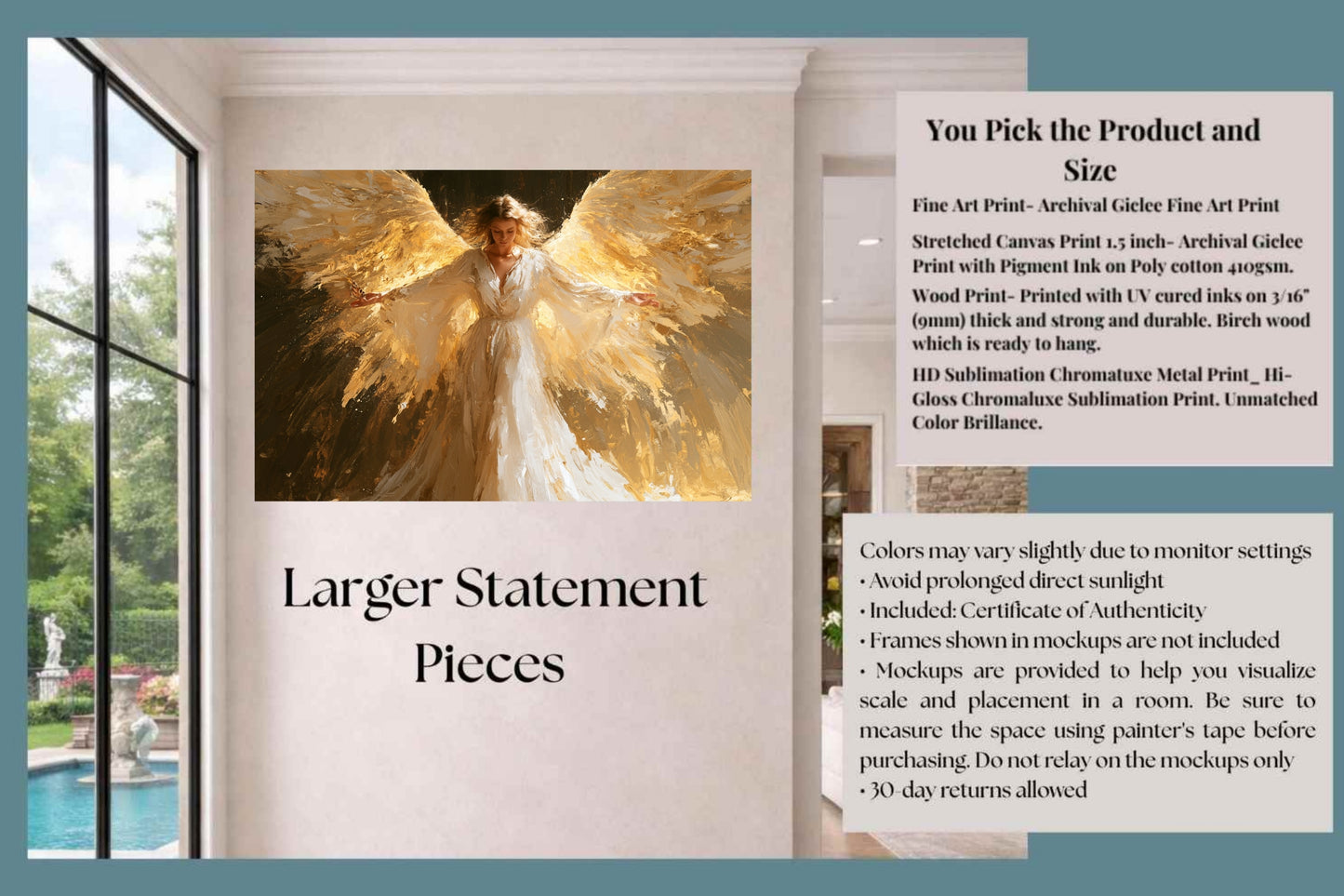 Wrapped In His Light | Angel Art | Christian Wall Decor | Heavenly Angel Print | Spiritual Art