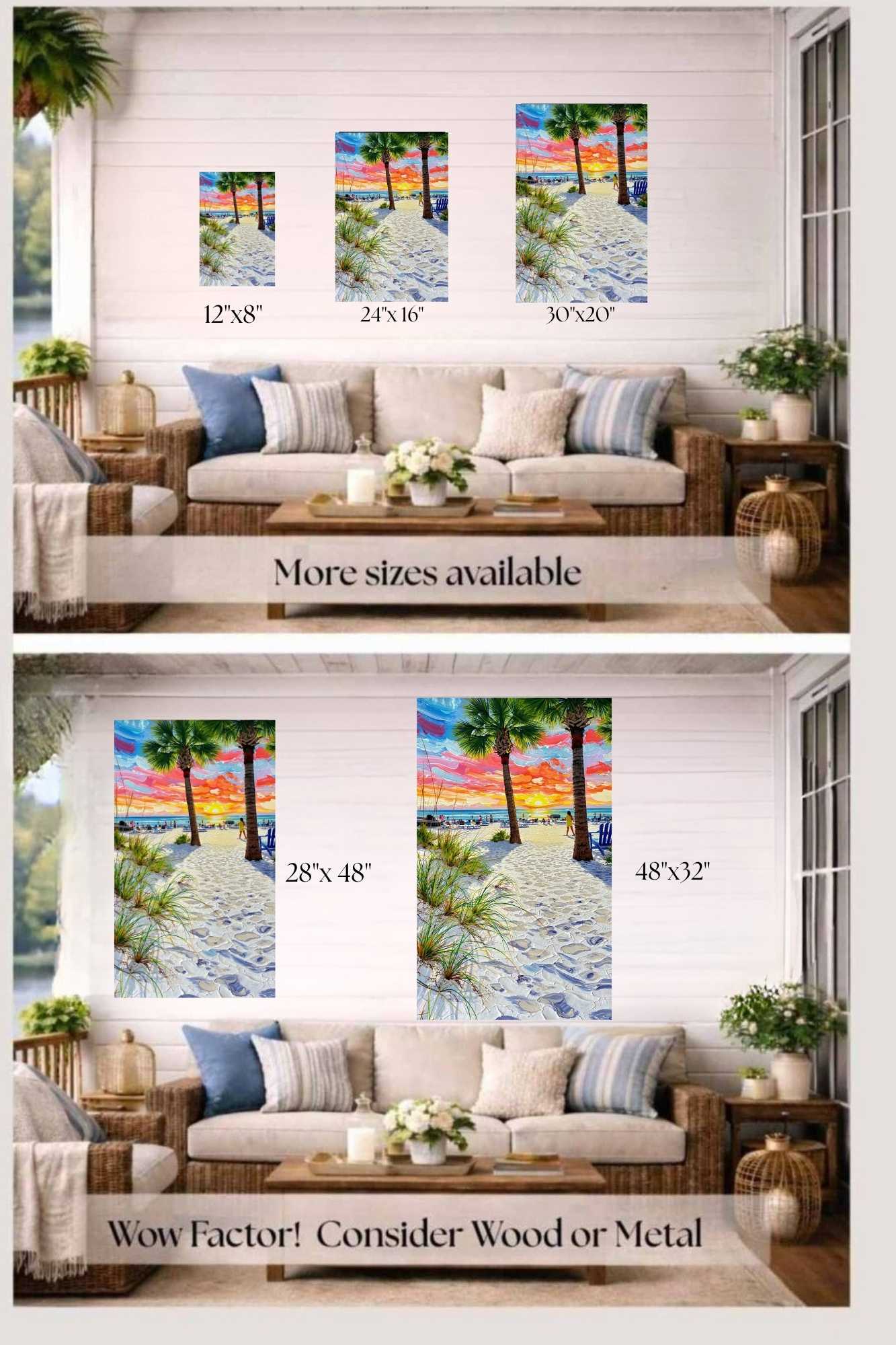 Peaceful Shores | Coastal Beach| Palm Tree Art| Giclee Paper- Wood- Metal- Canvas