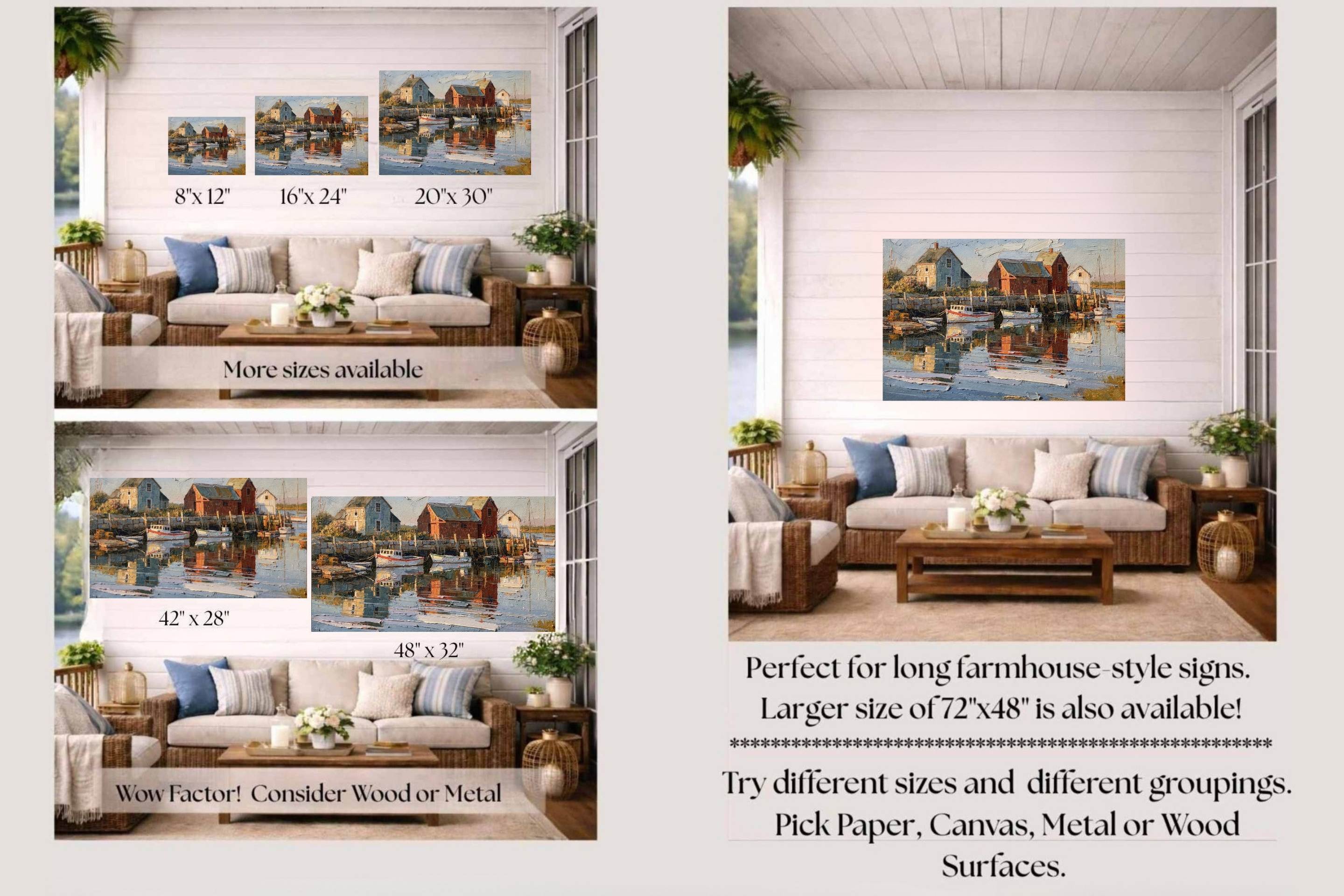 New England Boating| Coastal Homes and Ships Art| Giclee Paper- Wood- Metal- Canvas