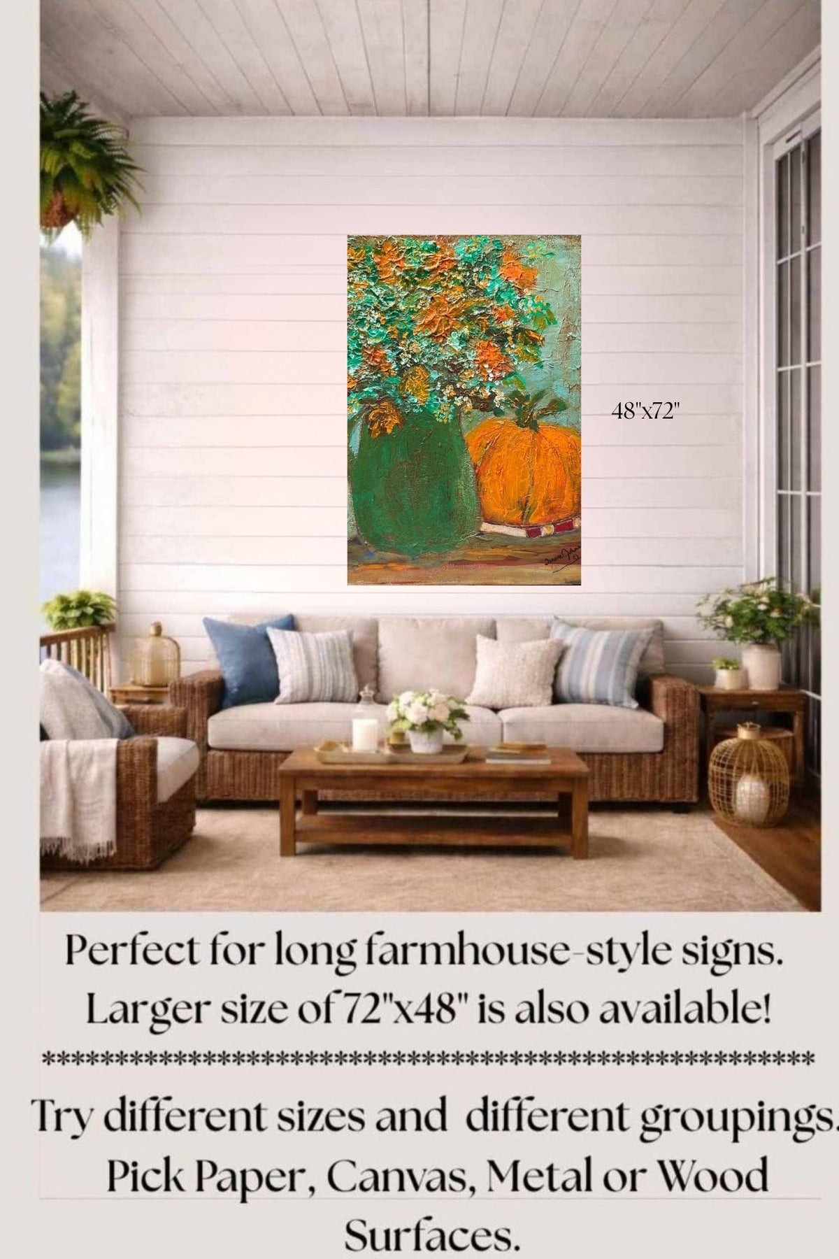 Autumn Wildflower Bouquet-Giclee Paper- Wood- Metal- Canvas