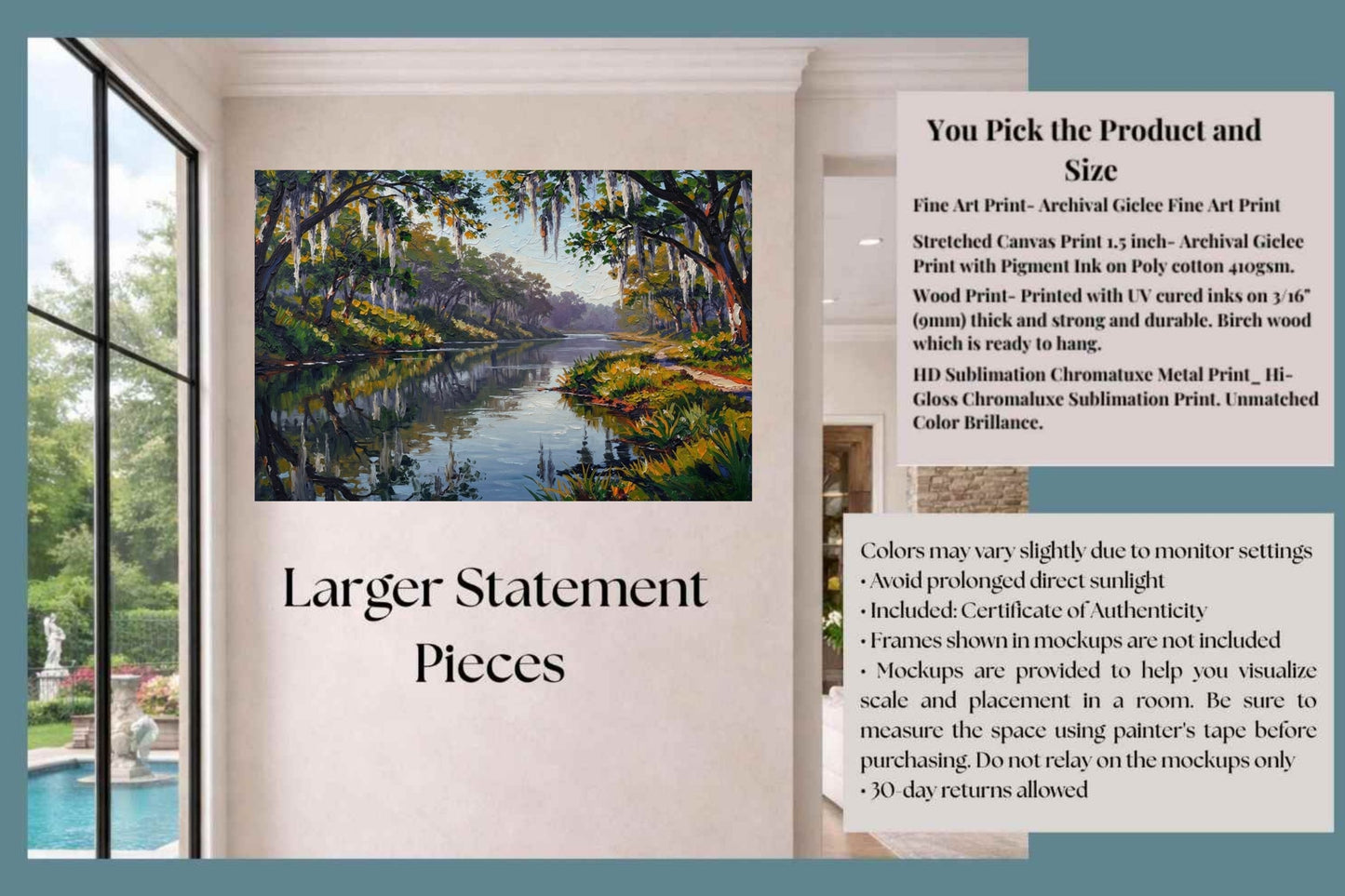 Old Florida River - Life In Tropical Area| Stream Art | Giclee Paper- Wood- Metal- Canvas