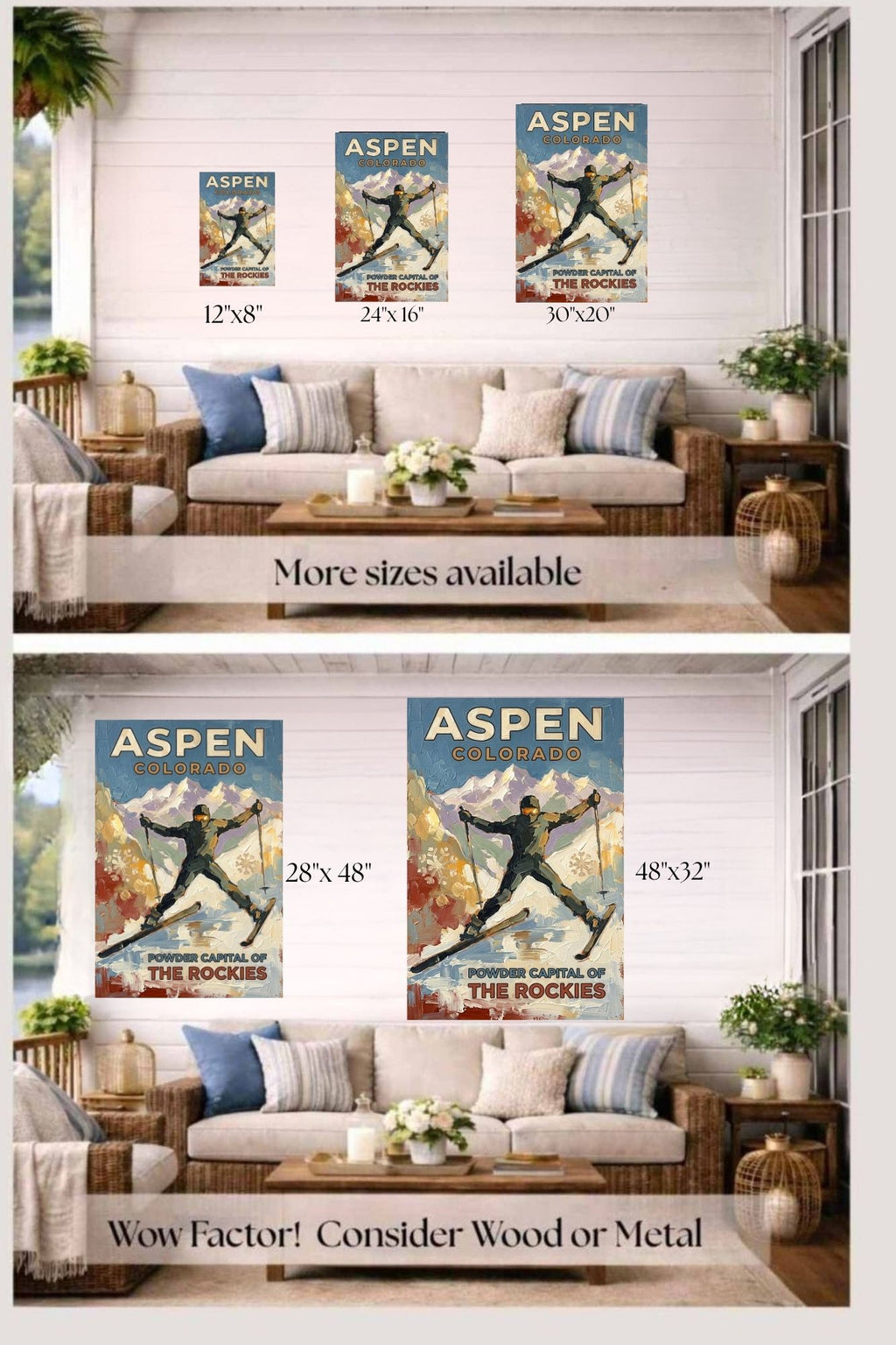 Aspen Colorado Powder Capital Of The Rockies| Snow Print| Giclee on Paper - Wood - Metal - Canvas