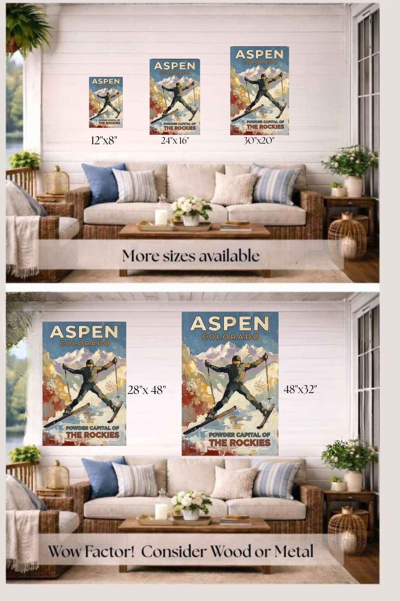 Aspen Colorado Powder Capital Of The Rockies| Snow Print| Giclee on Paper - Wood - Metal - Canvas