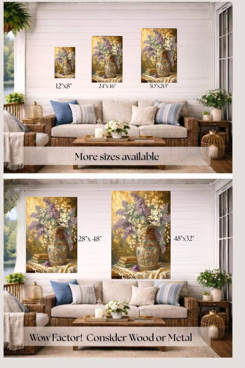 Heirloom Garden Blooms | Elegant Floral Print| Still Life with Oriental Vase | Cottage Garden Wall Art | Giclée Paper • Canvas • Wood • Metal