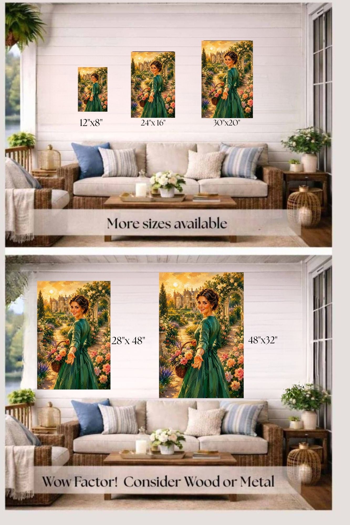 Join Me in my Garden | Romantic Garden Path | Impressionist Garden Wall Art | Giclée Paper • Wood • Metal • Canvas