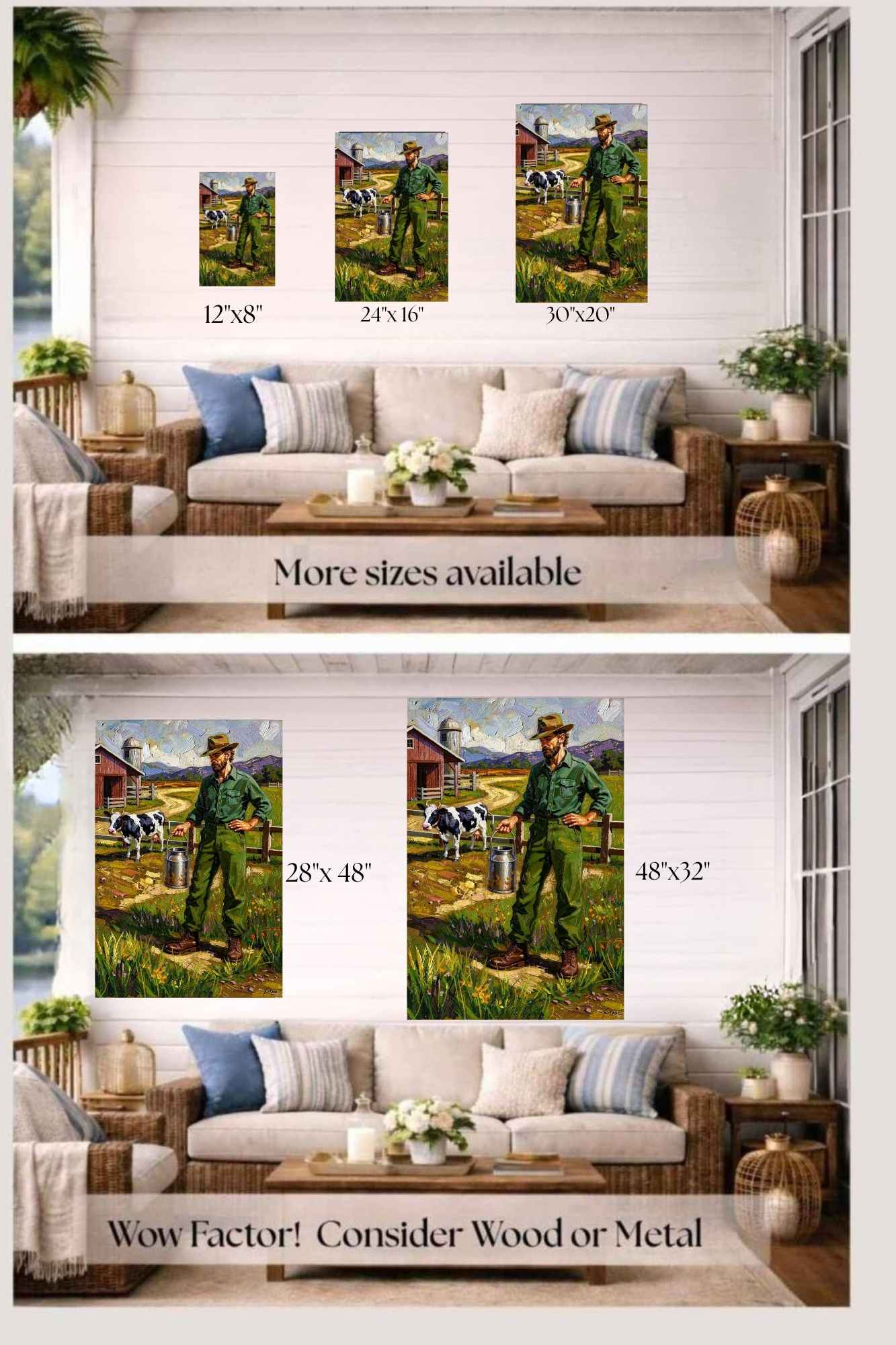 Dairy Farmer| Farm Cow Art| Giclee Paper- Wood- Metal- Canvas