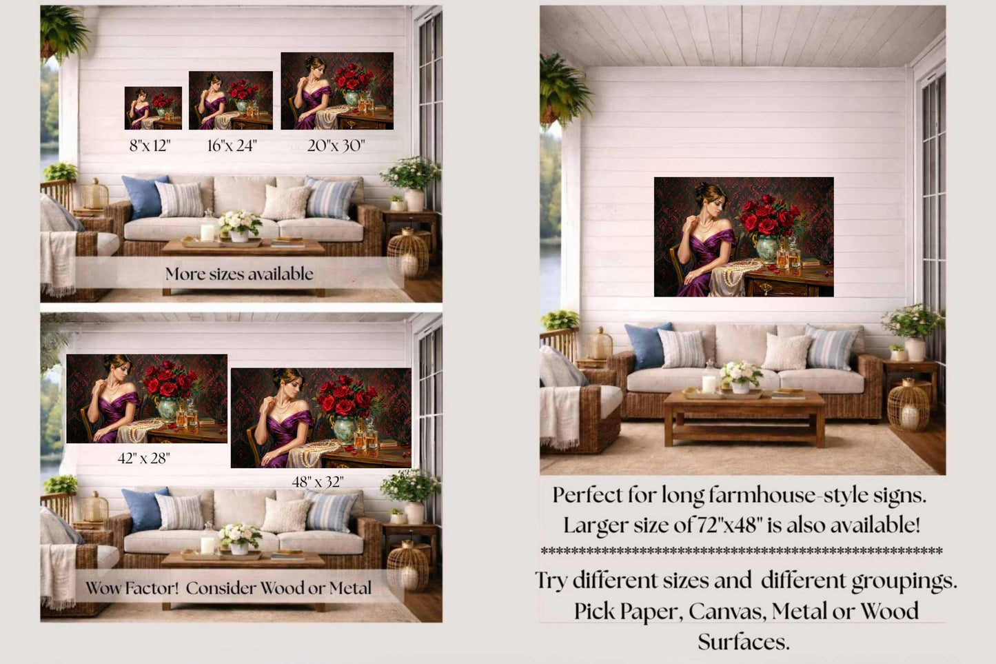 Lady of the Crimson Roses | Elegant Woman Portrait | Vintage Victorian Wall Art | Romantic Floral Giclée Print | Elegant Woman with Roses | Vintage Portrait Wall Art | Romantic Victorian Decor | Giclée Print on Paper, Canvas, Wood & Metal