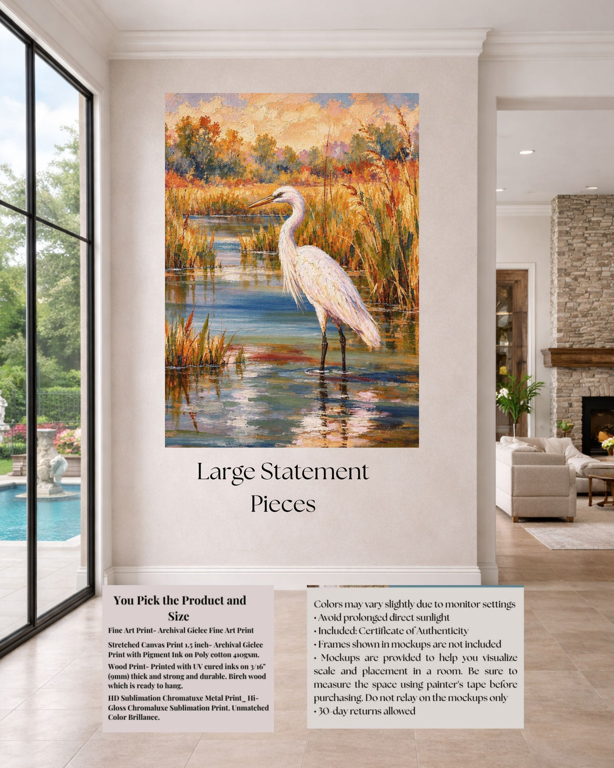 Glory Egret| Birds. Prints, Canvas, Wood, or Metal Art