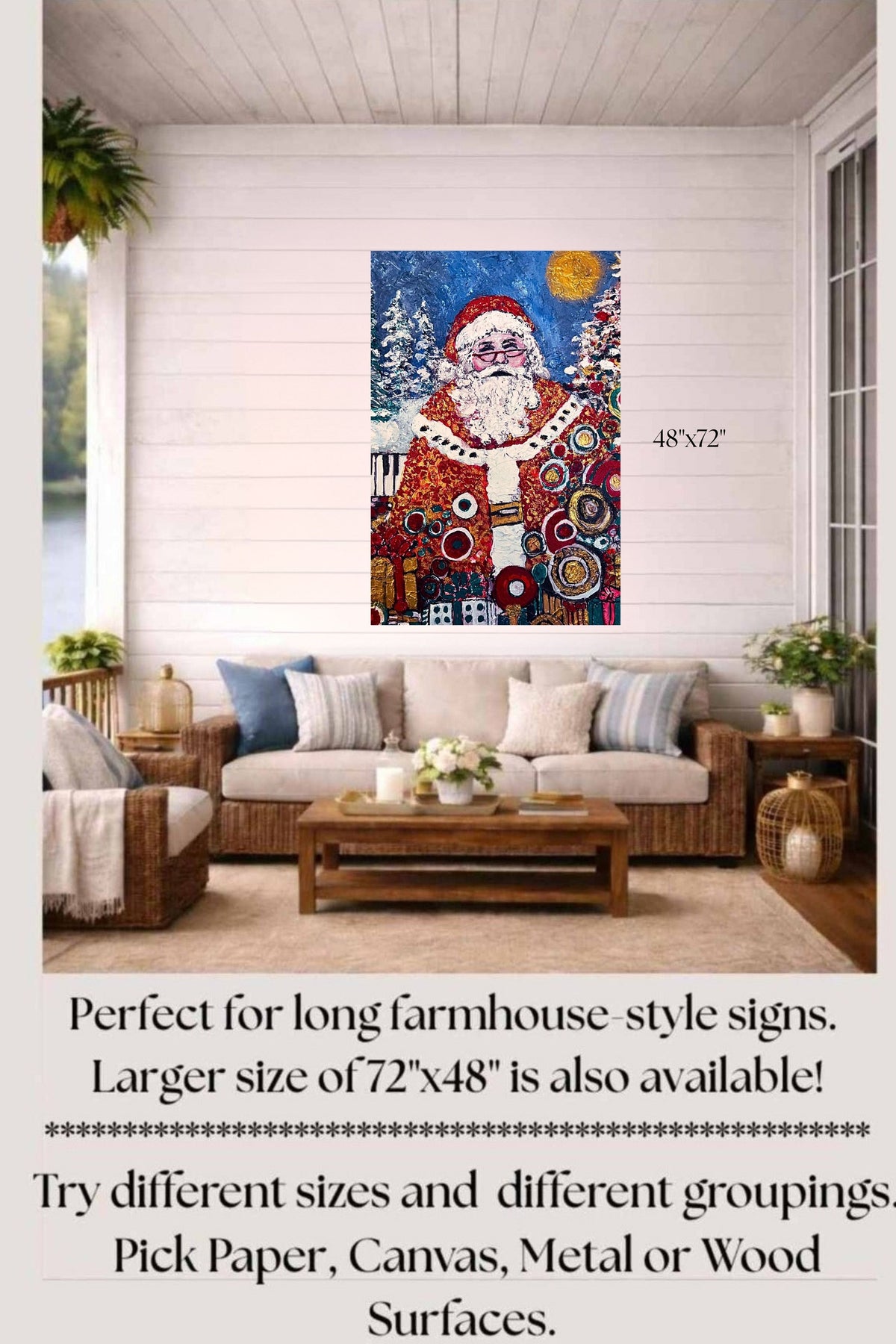 Santa's Magic | Vintage Style Christmas| Giclee Paper- Wood- Metal- Canvas