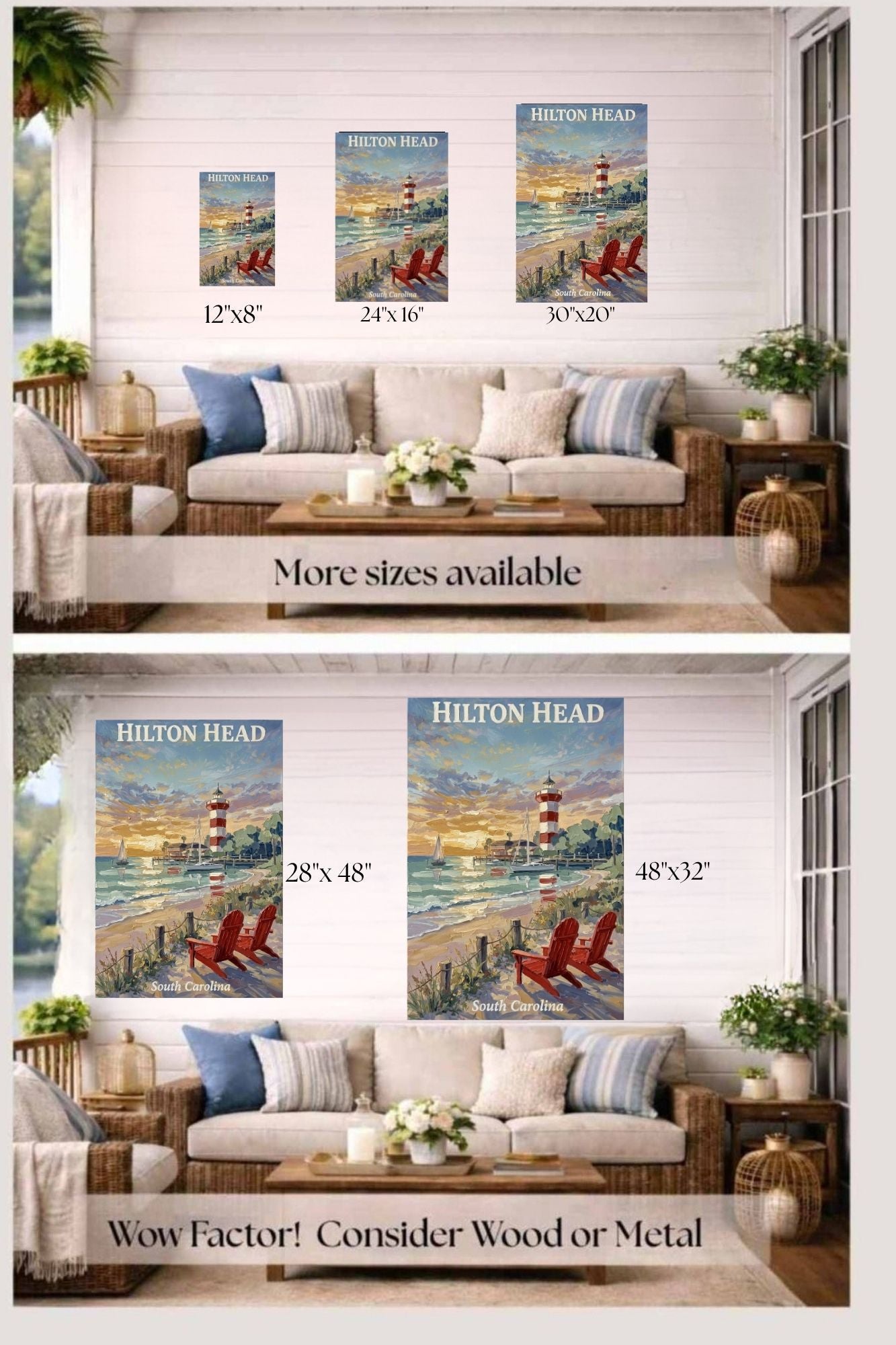 Hilton Head Sunset at Harbour Town Lighthouse | Ocean Print| Beach Art| Travel Poster| Giclee Paper- Wood- Metal- Canvas