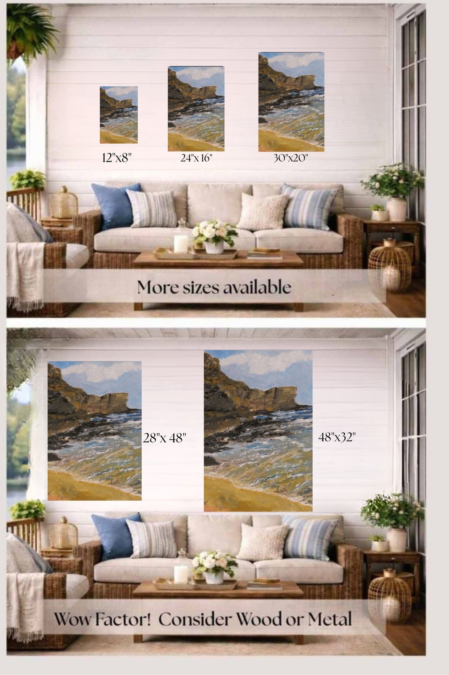 High Cliffs | Original Teresa Johnson Coastal Landscape | Ocean Cliff Wall Art | Seascape Giclée Print | Paper, Wood, Metal, Canvas