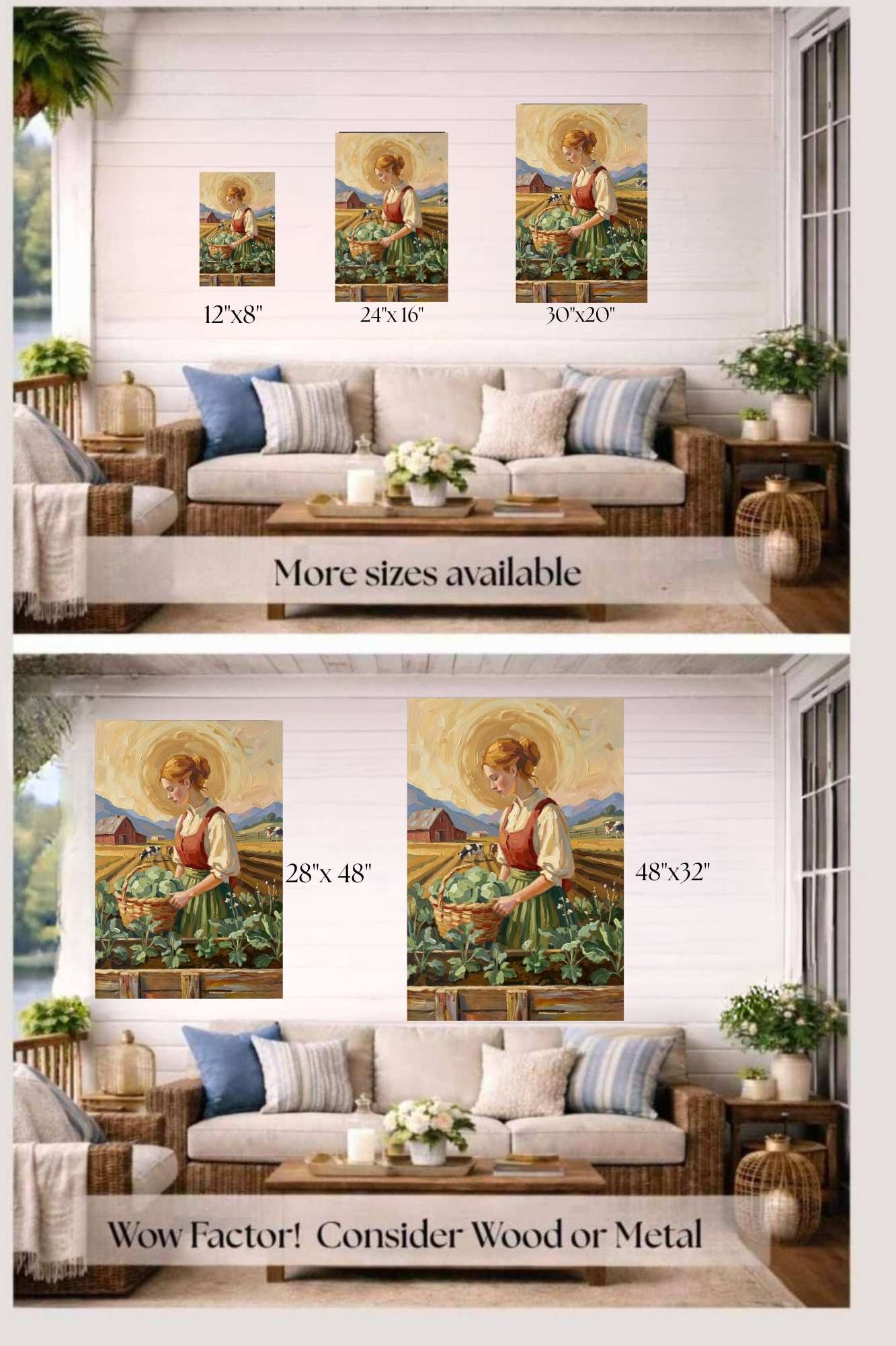Harvest The Garden| Vintage Style Print| Farm Cow Art| Giclee Paper- Wood- Metal- Canvas